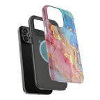 Pink & Blue Marbled MagSafe Phone case