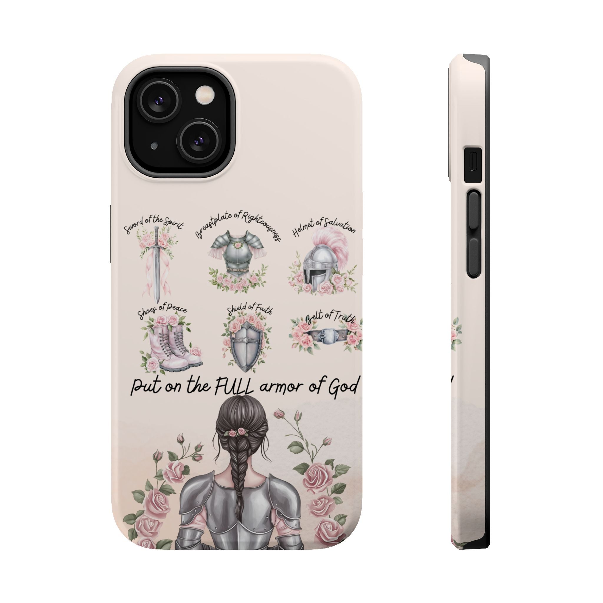 Armor of God Phone Case (dark hair, light skinned woman)