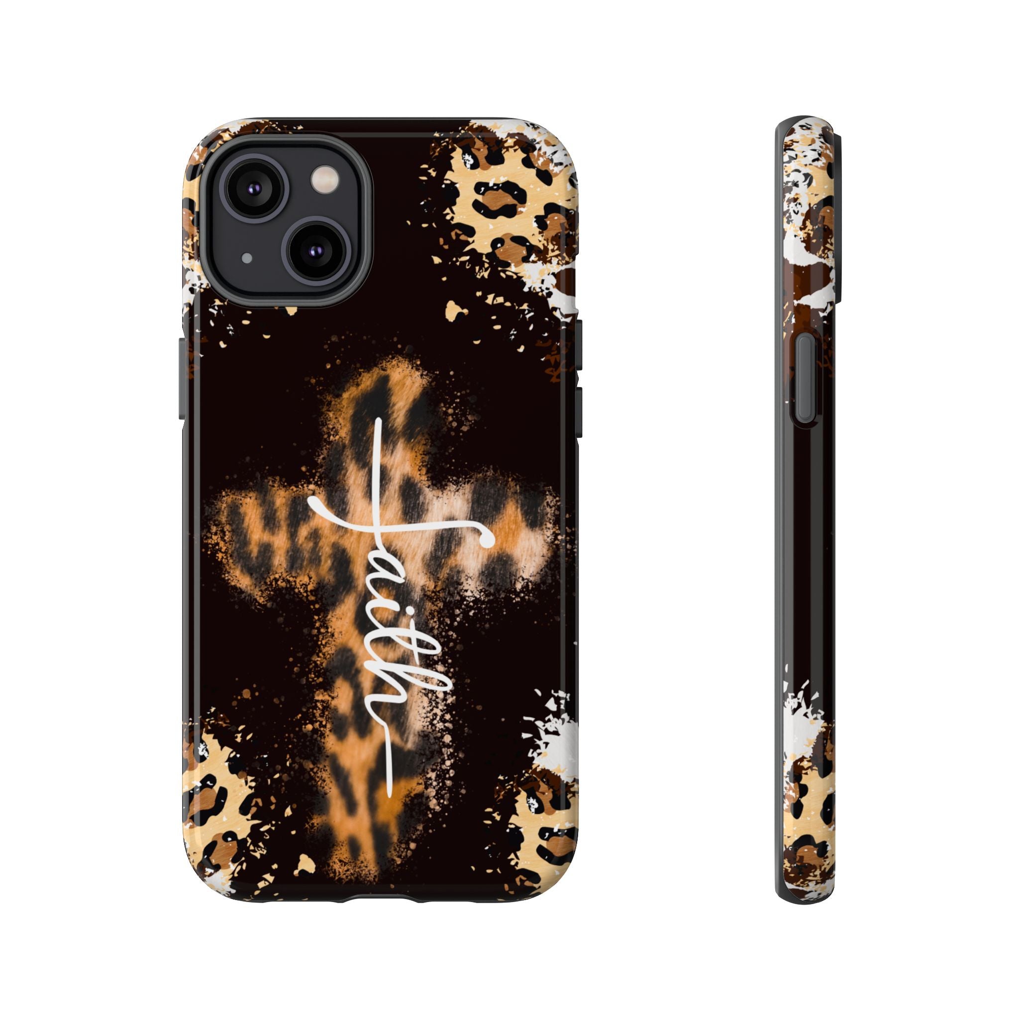 Faith Leopard Cross Non MagSafe Phone Case