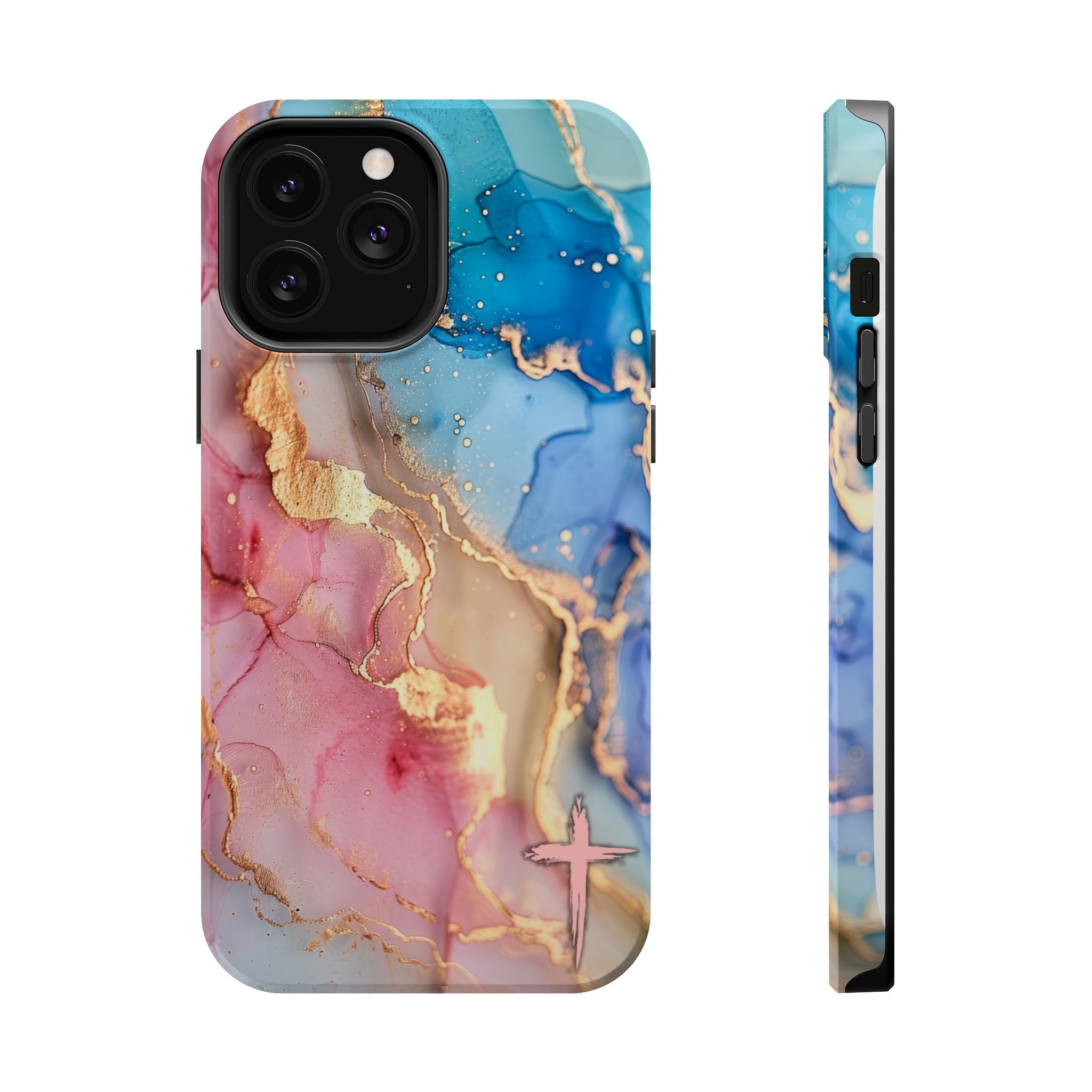 Pink & Blue Marbled MagSafe Phone case
