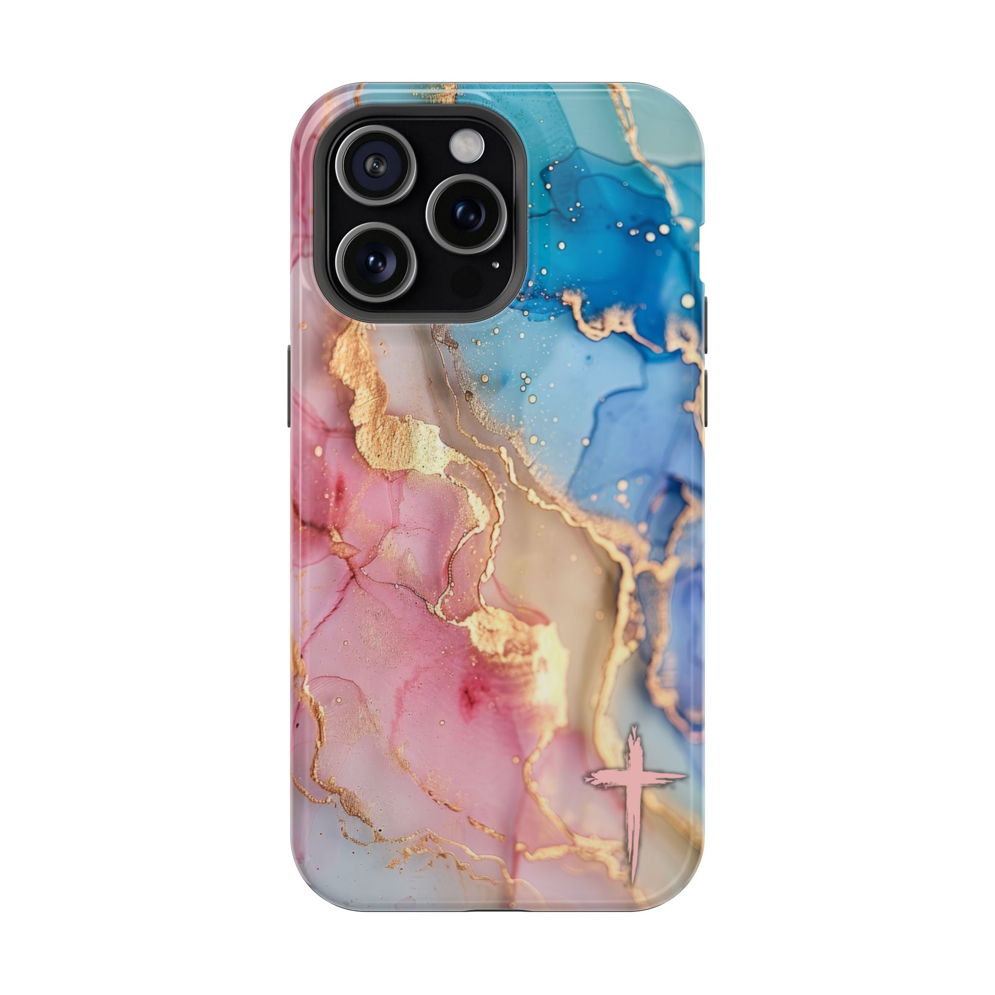 Pink & Blue Marbled MagSafe Phone case