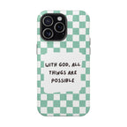 'With God' Checkered Phone Case
