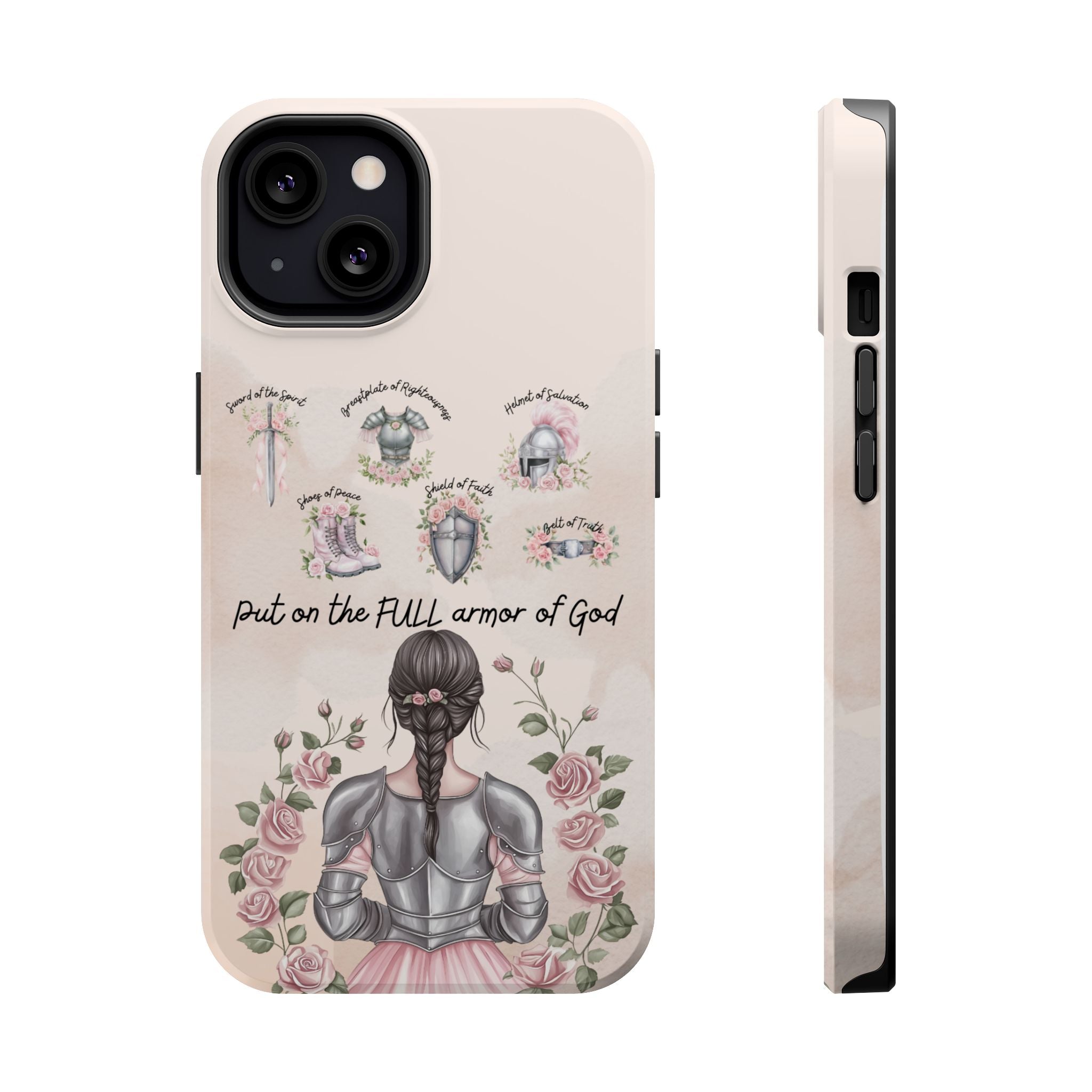 Armor of God Phone Case (dark hair, light skinned woman)