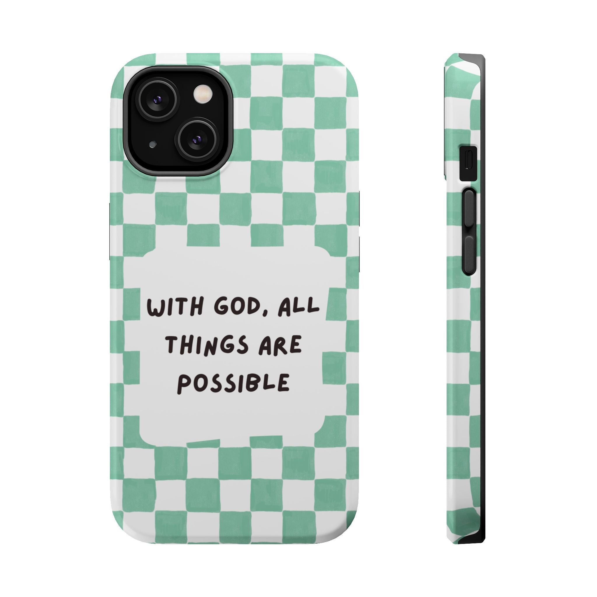 'With God' Checkered Phone Case