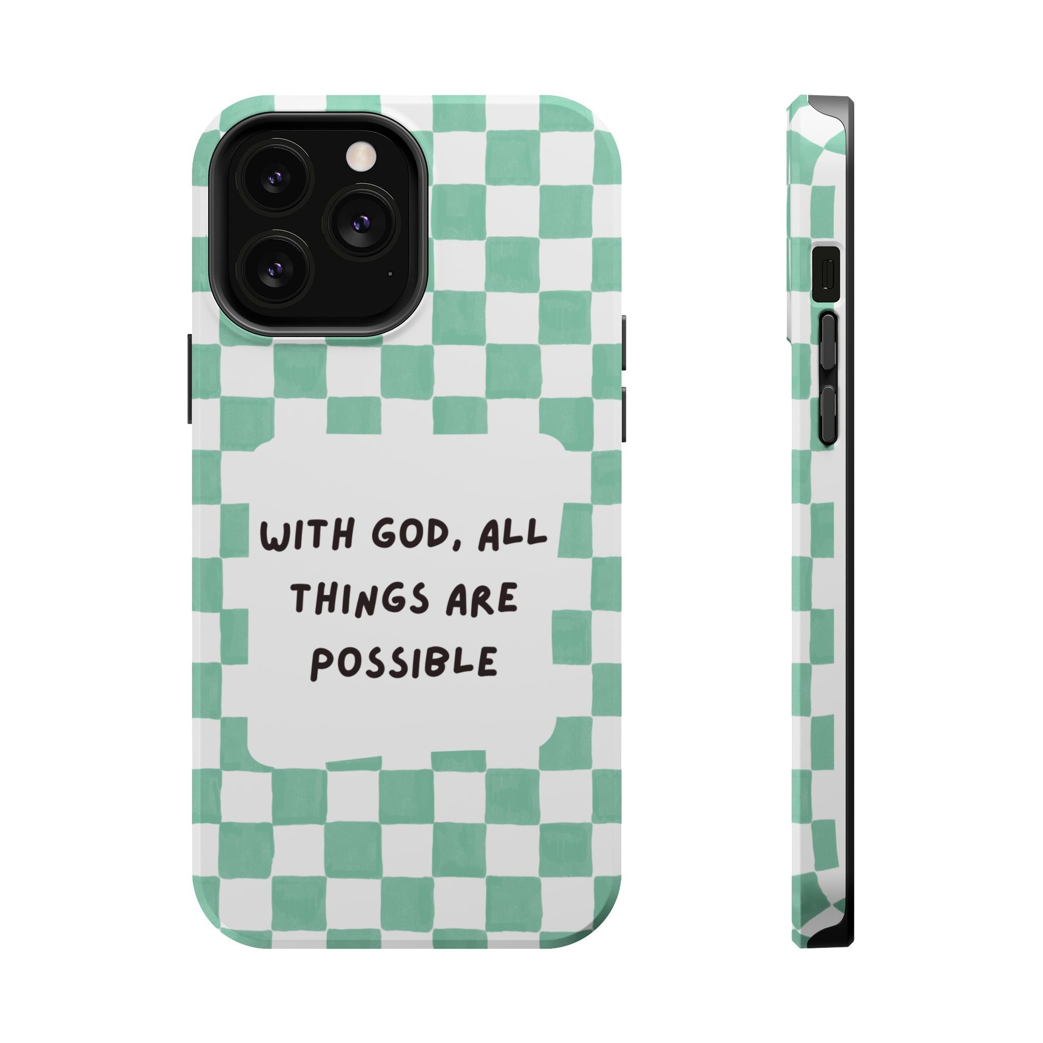 'With God' Checkered Phone Case