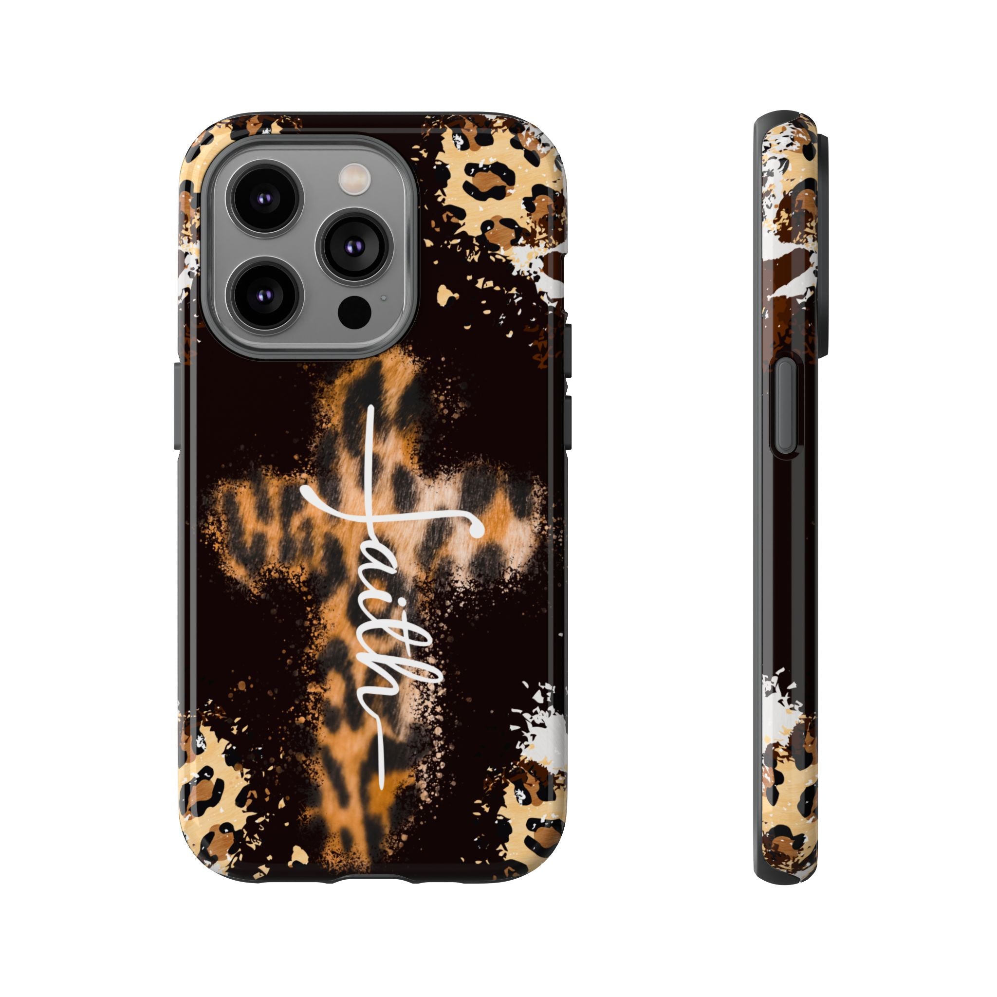 Faith Leopard Cross Non MagSafe Phone Case
