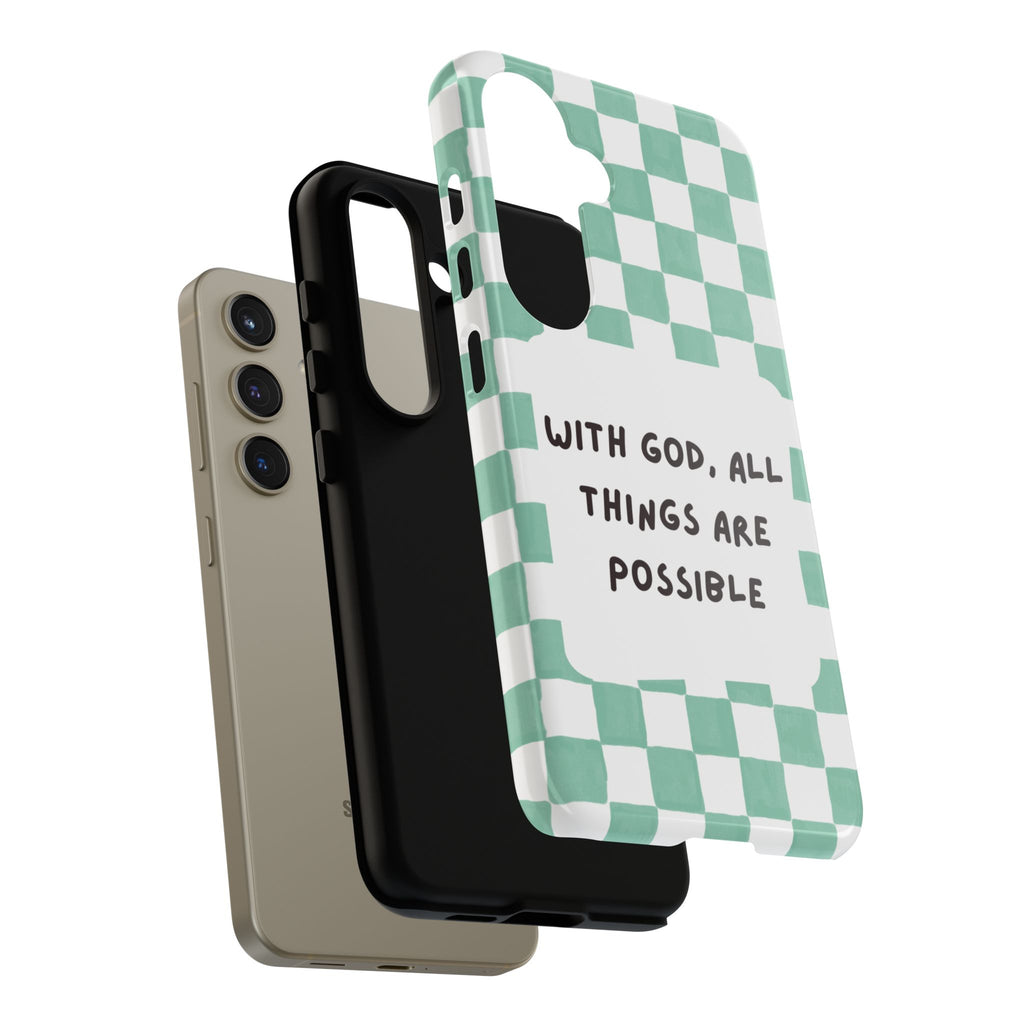 "With God, All Things Are Possible" Non MagSafe Phone Case