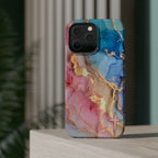 Pink & Blue Marbled MagSafe Phone case