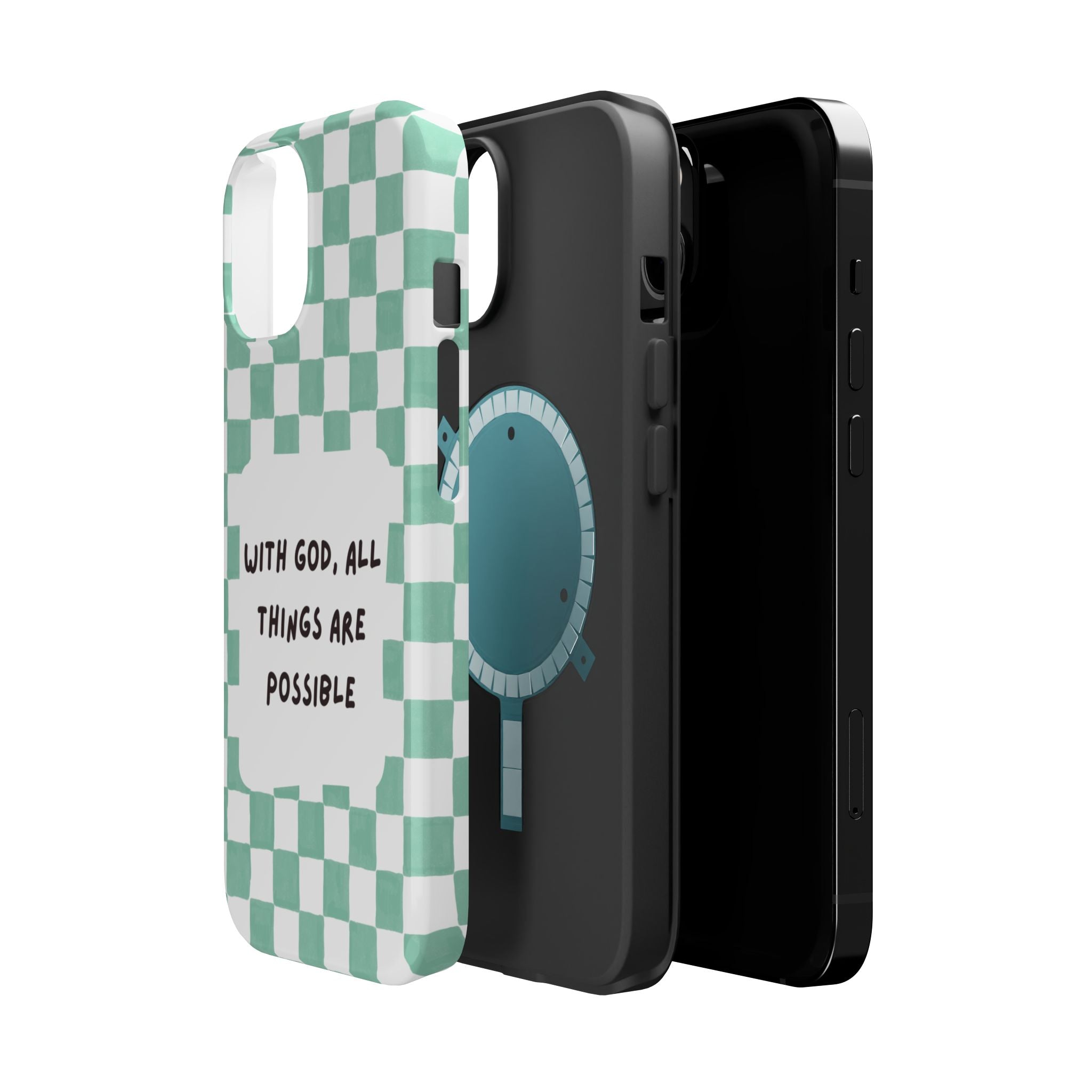 'With God' Checkered Phone Case