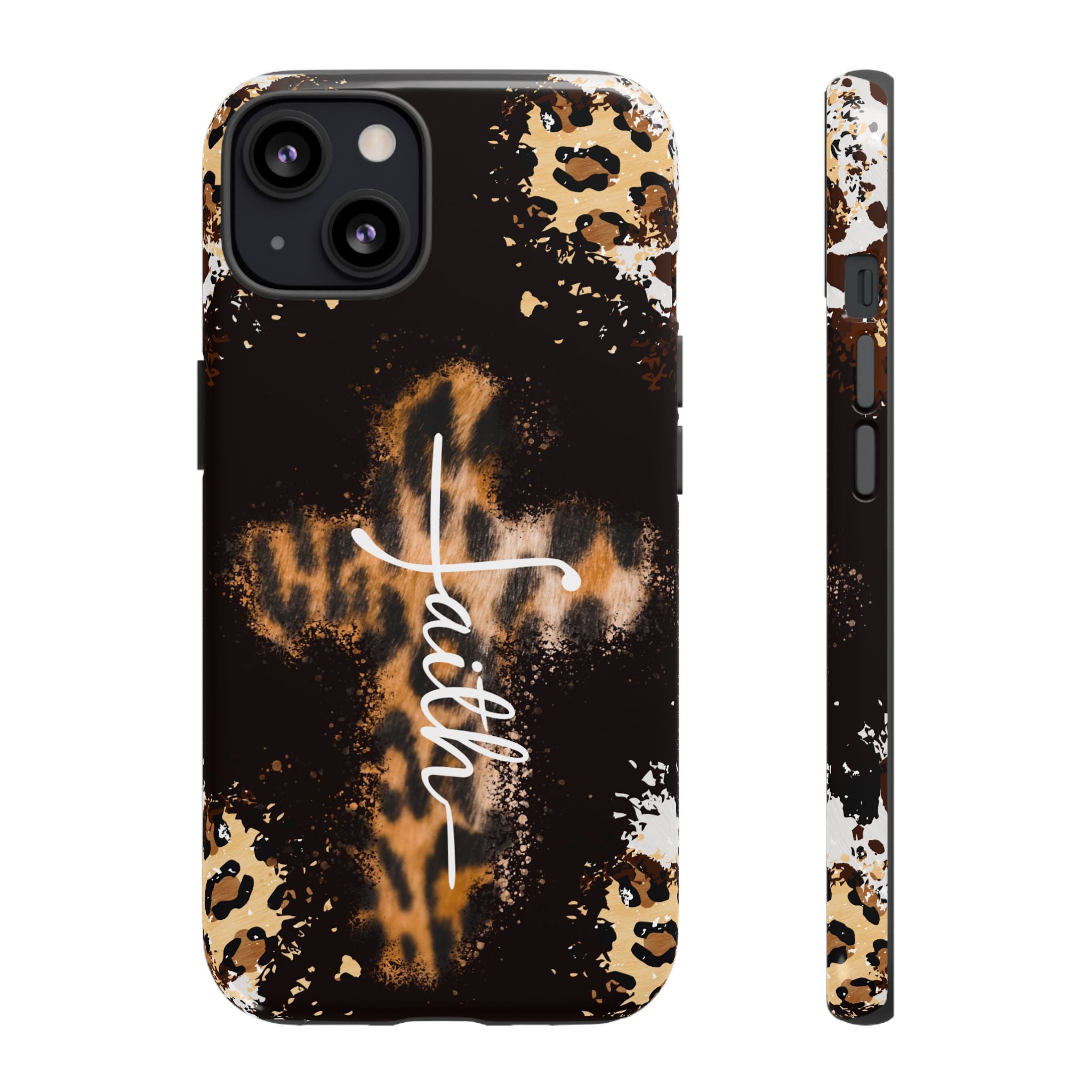 Faith Leopard Cross Non MagSafe Phone Case