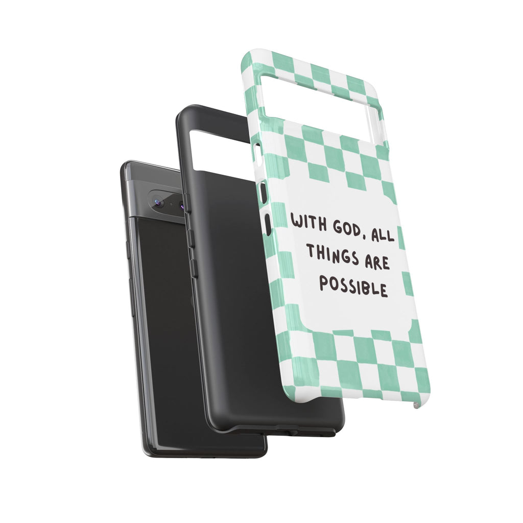 "With God, All Things Are Possible" Non MagSafe Phone Case