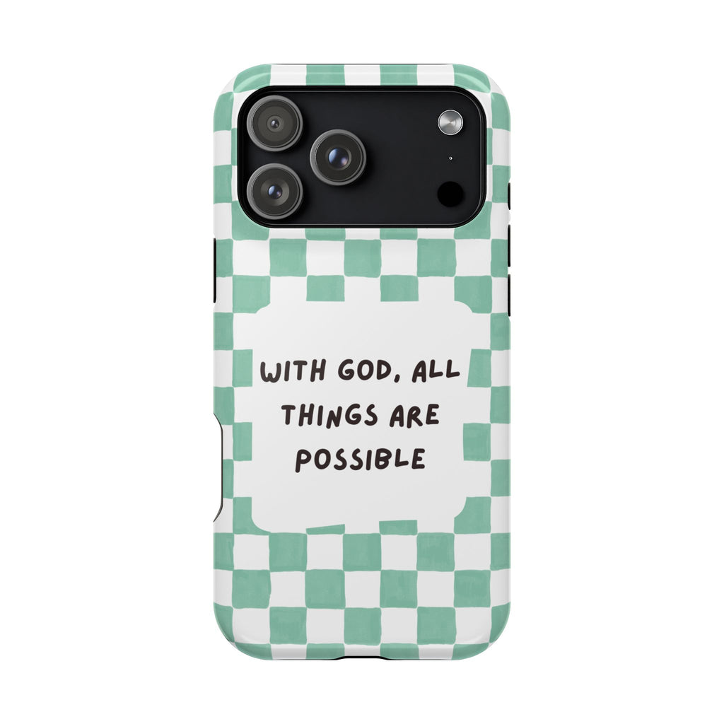 'With God' Checkered Phone Case