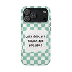 'With God' Checkered Phone Case