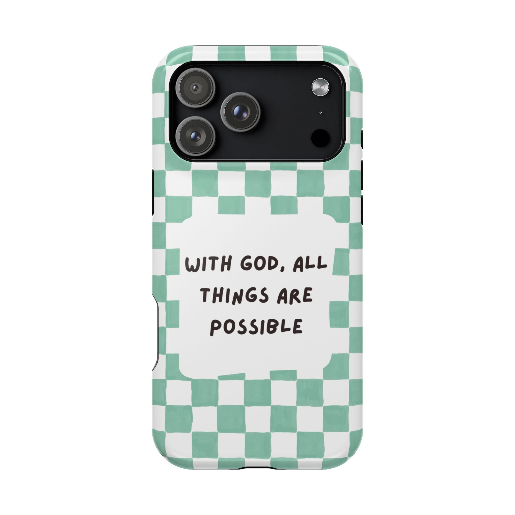 'With God' Checkered Phone Case