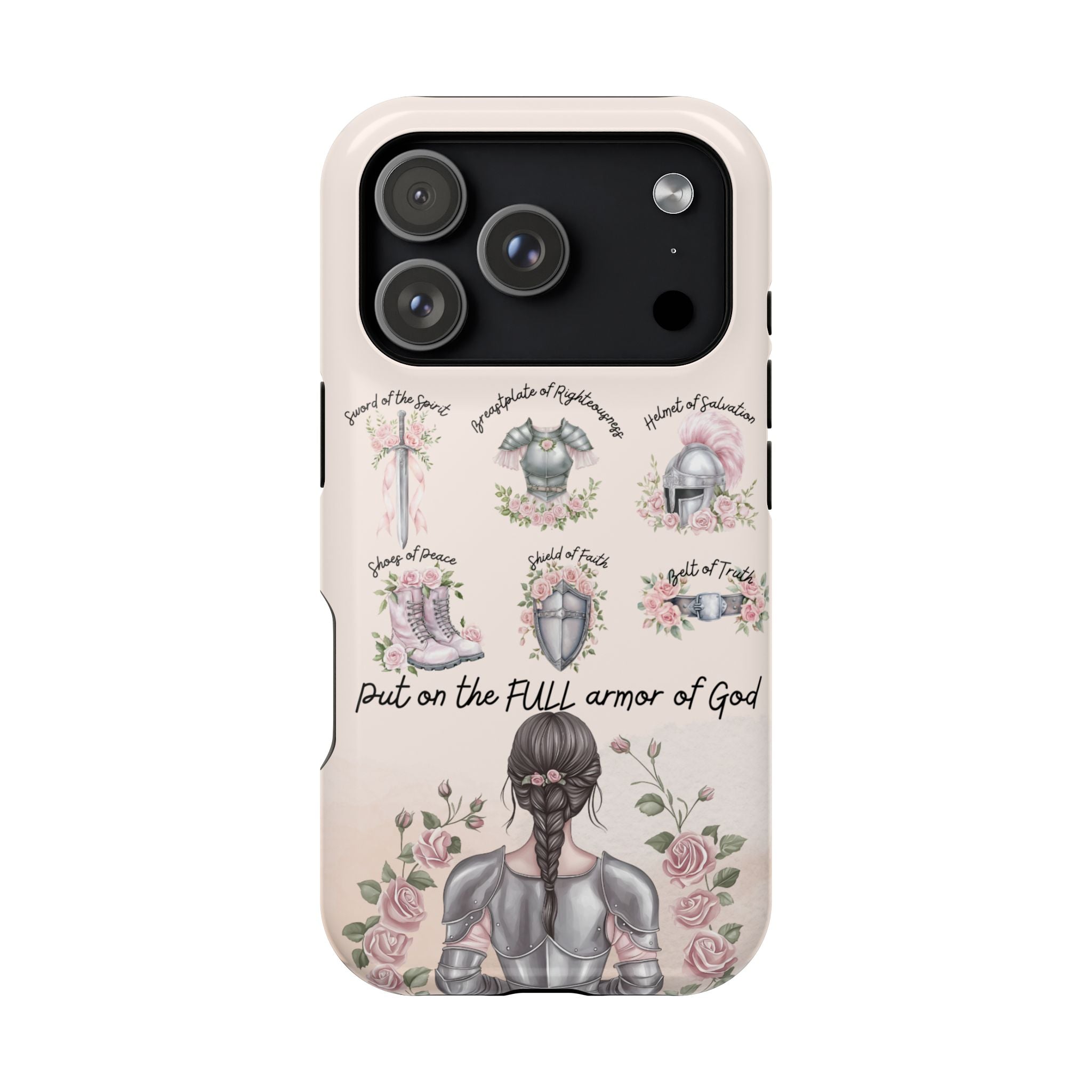 Armor of God Phone Case (dark hair, light skinned woman)