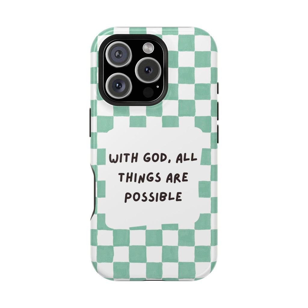 'With God' Checkered Phone Case