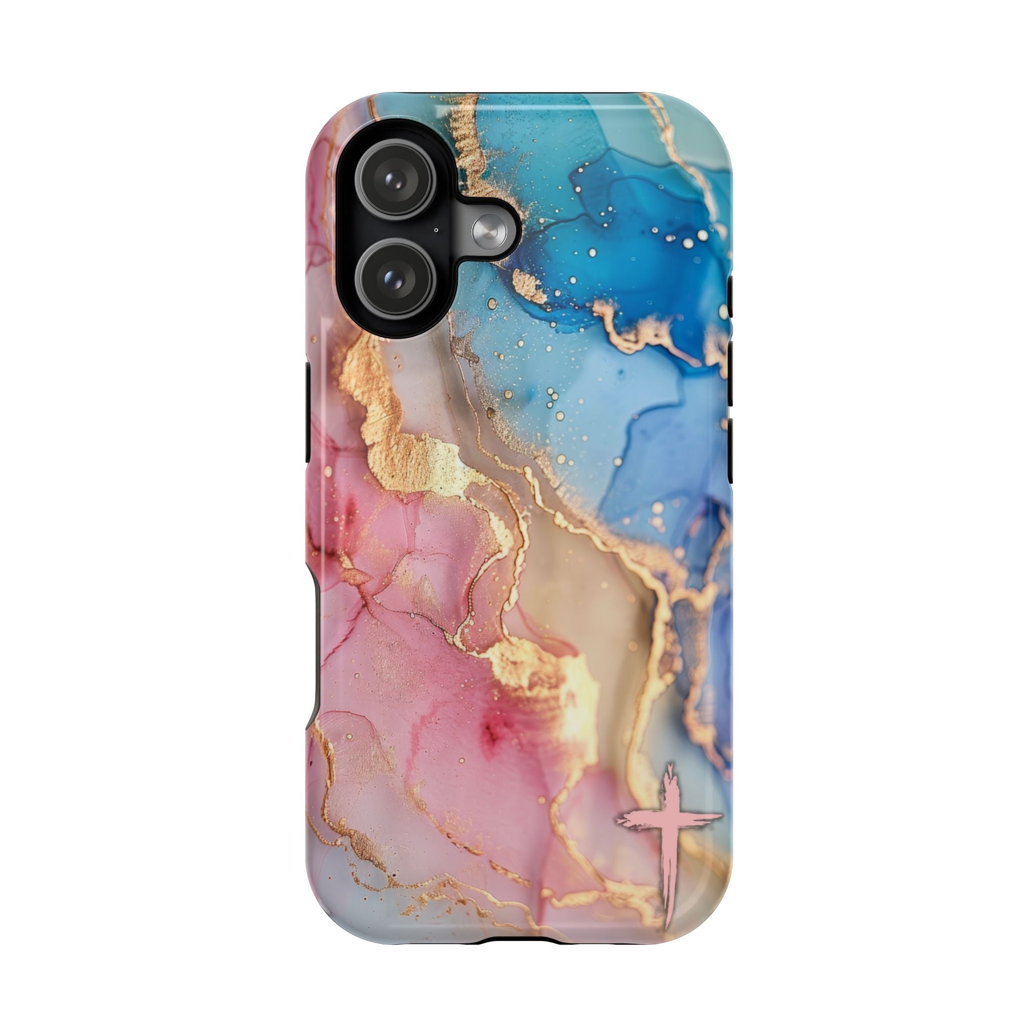 Pink & Blue Marbled MagSafe Phone case