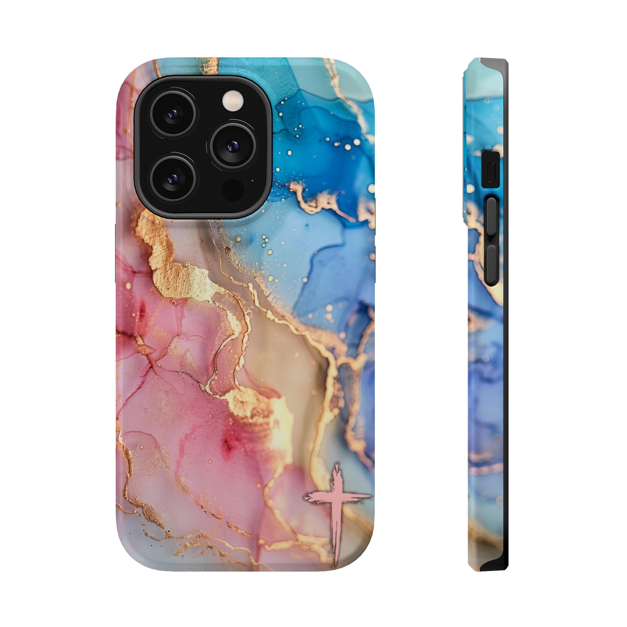 Pink & Blue Marbled MagSafe Phone case