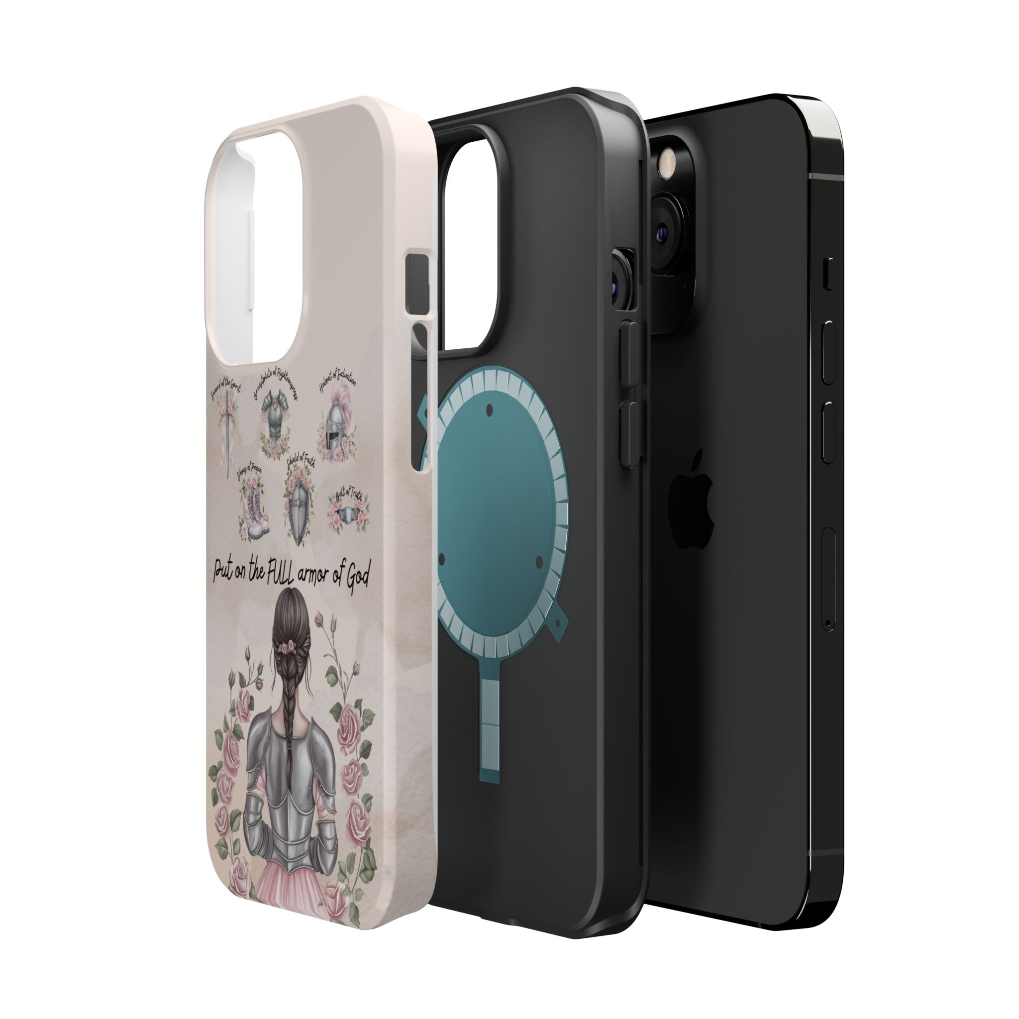Armor of God Phone Case (dark hair, light skinned woman)