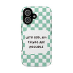 'With God' Checkered Phone Case