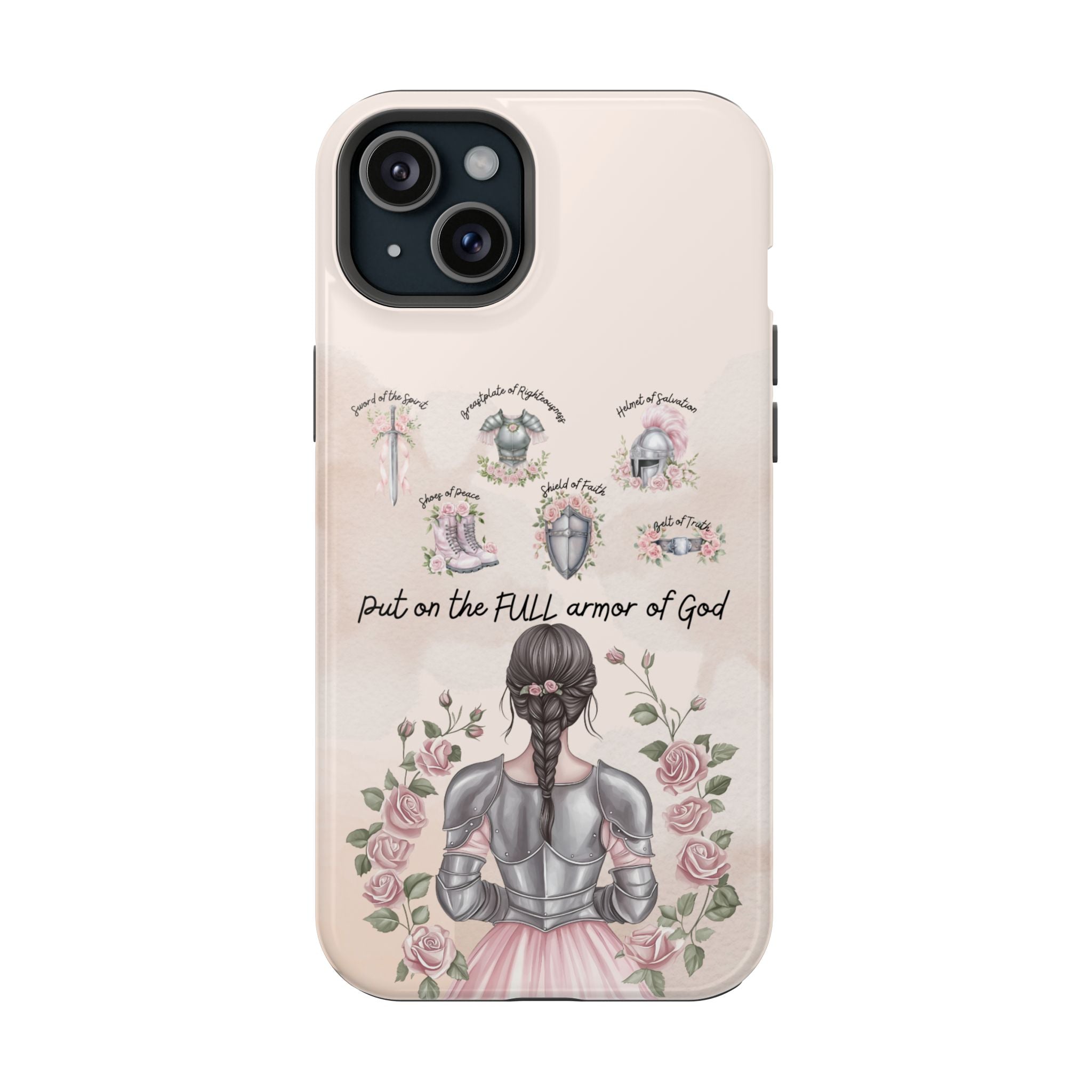 Armor of God Phone Case (dark hair, light skinned woman)