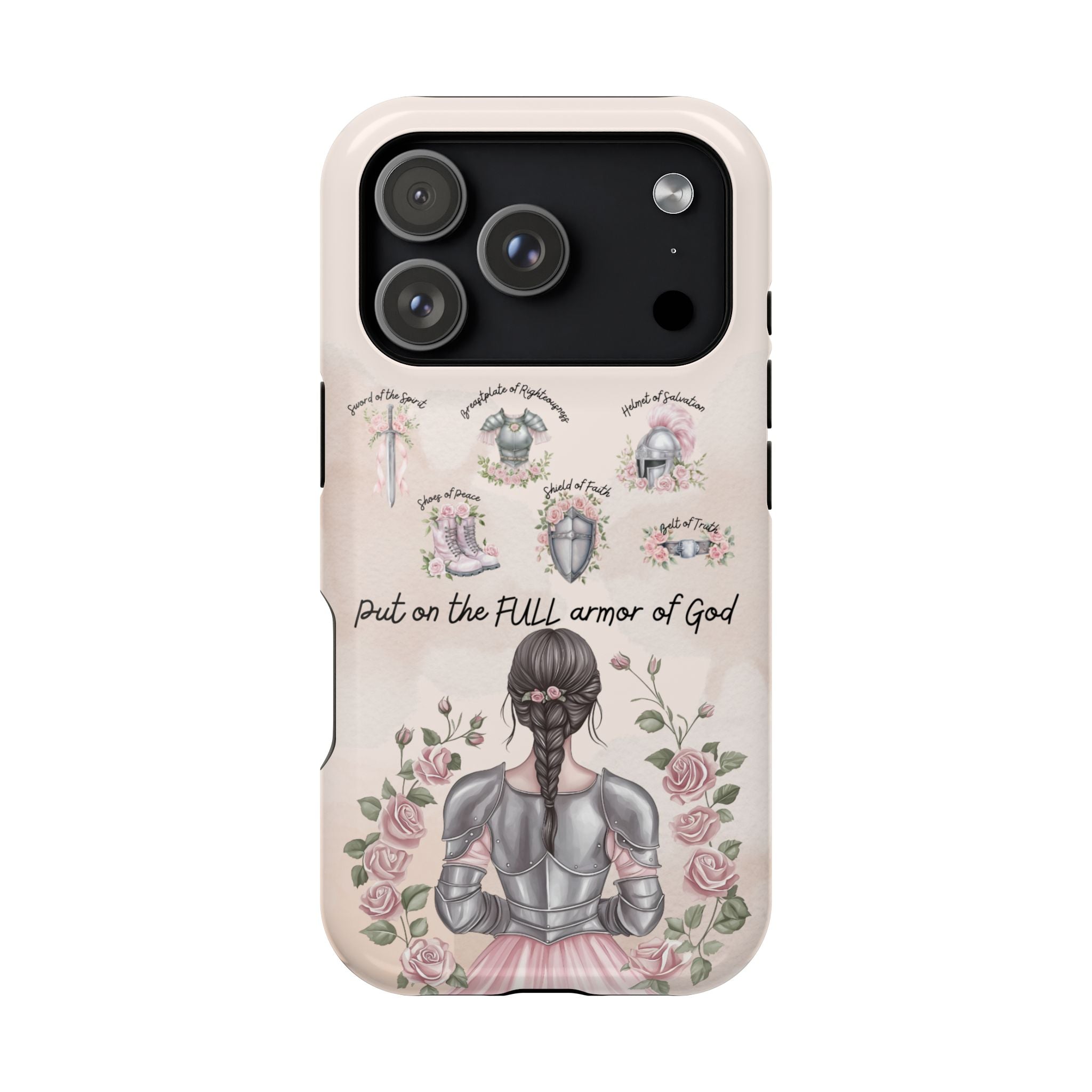 Armor of God Phone Case (dark hair, light skinned woman)