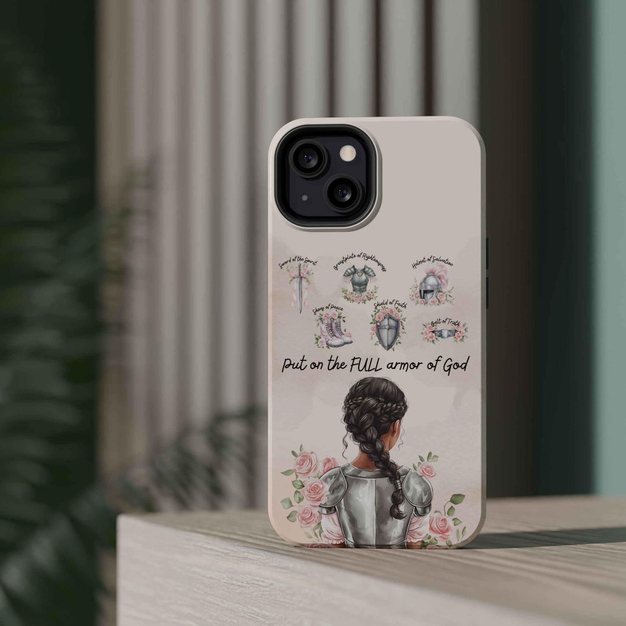 Armor of God (Dark haired woman) phone case