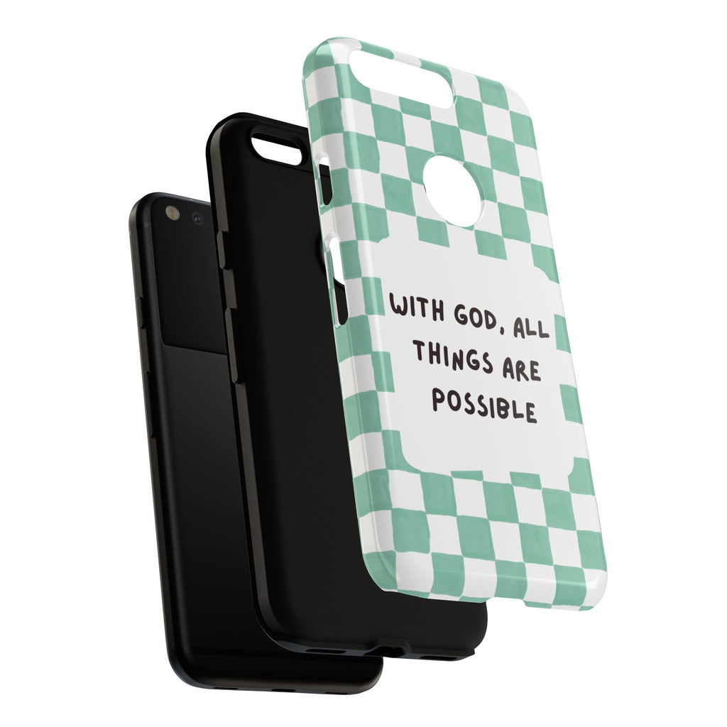 "With God, All Things Are Possible" Non MagSafe Phone Case