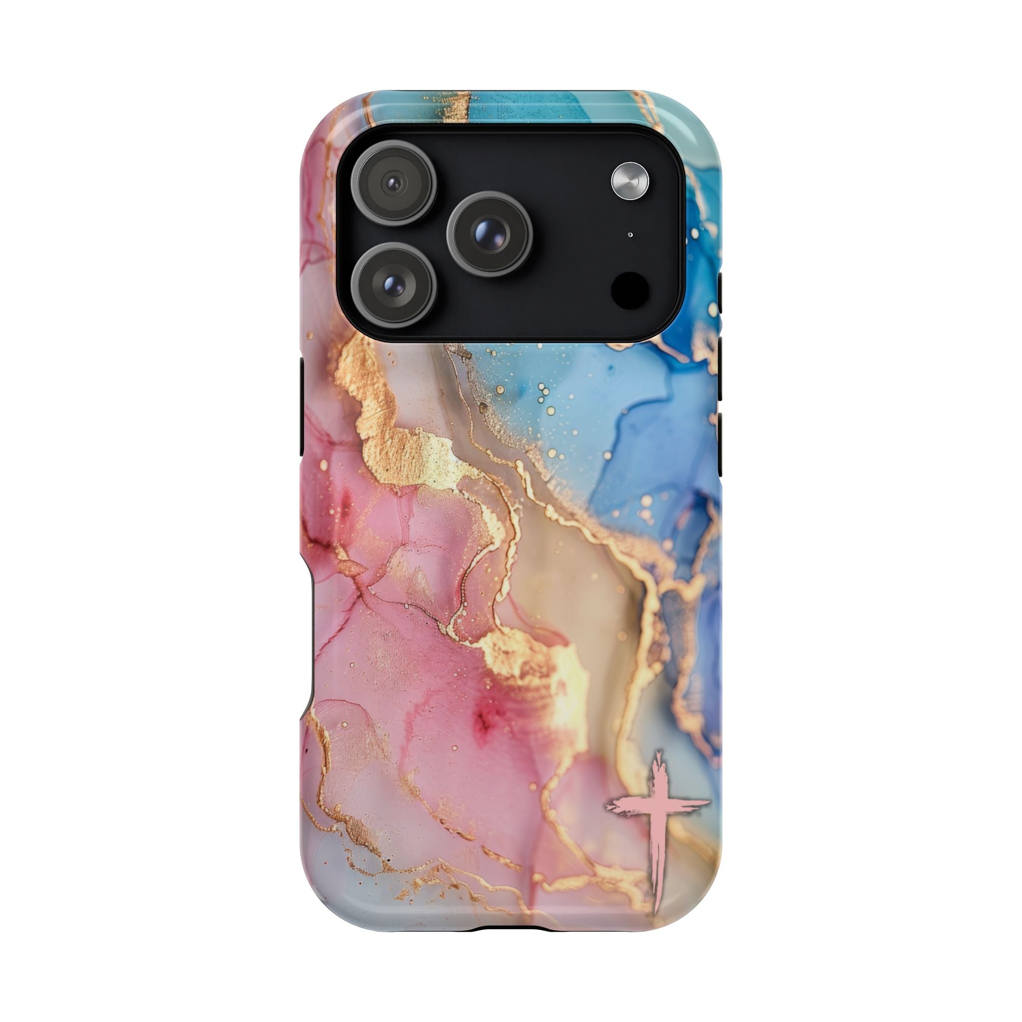 Pink & Blue Marbled MagSafe Phone case