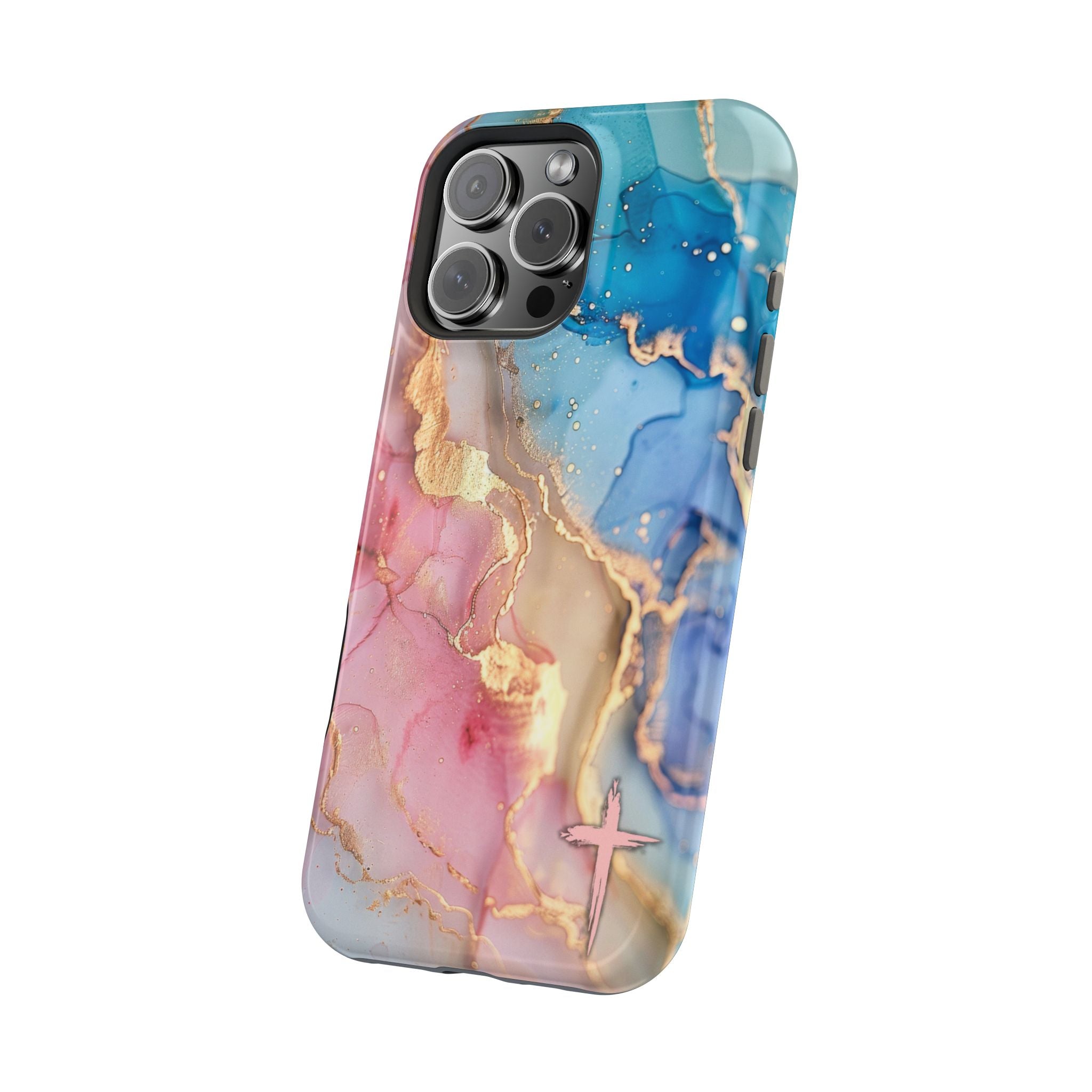 Pink & Blue Marbled MagSafe Phone case