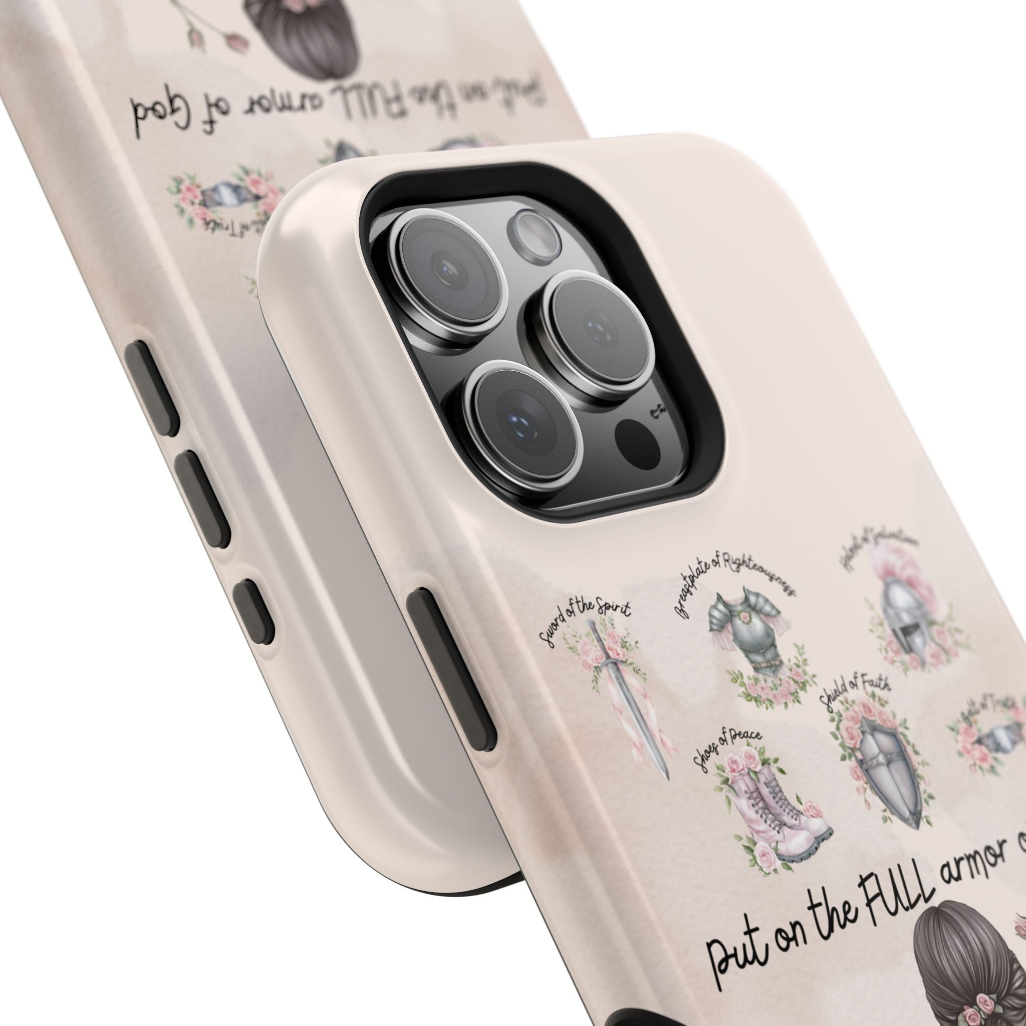 Armor of God Phone Case (dark hair, light skinned woman)