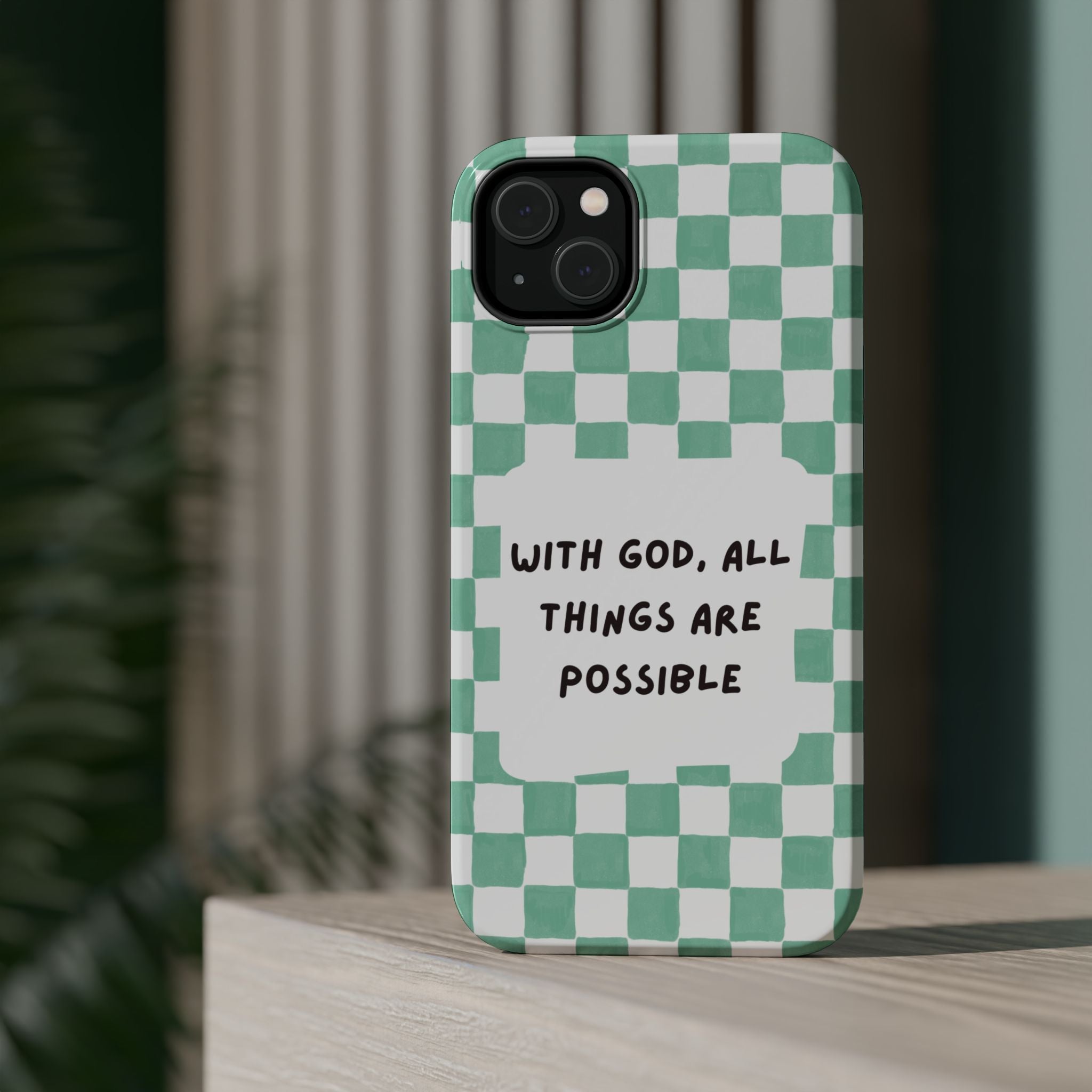 'With God' Checkered Phone Case