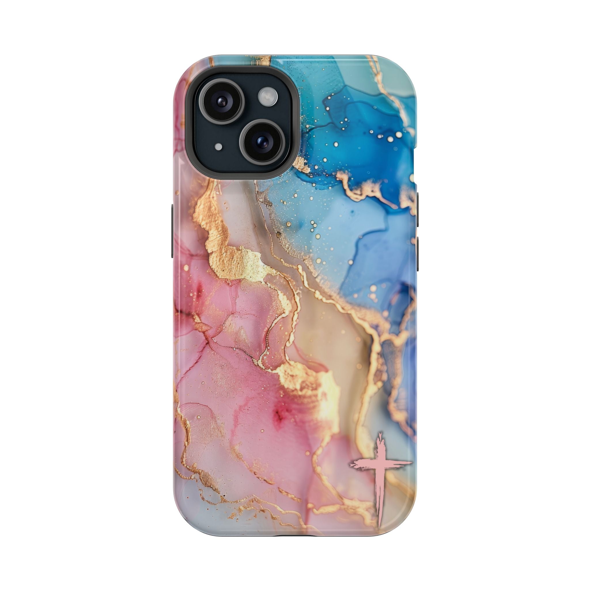 Pink & Blue Marbled MagSafe Phone case