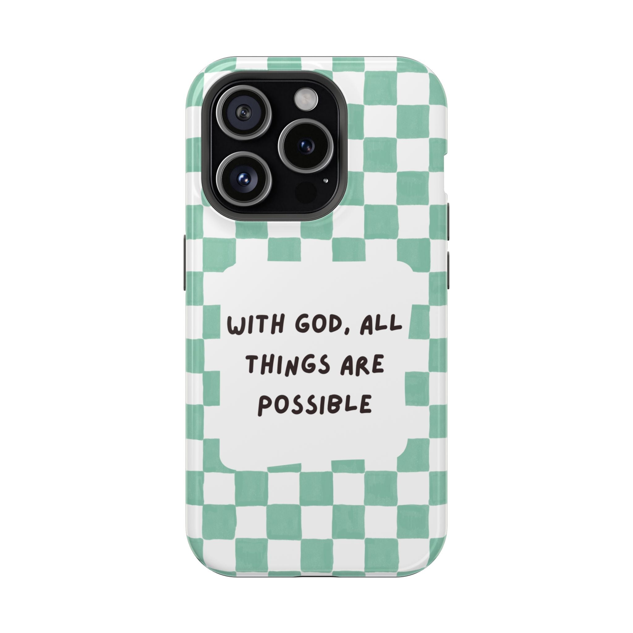 'With God' Checkered Phone Case