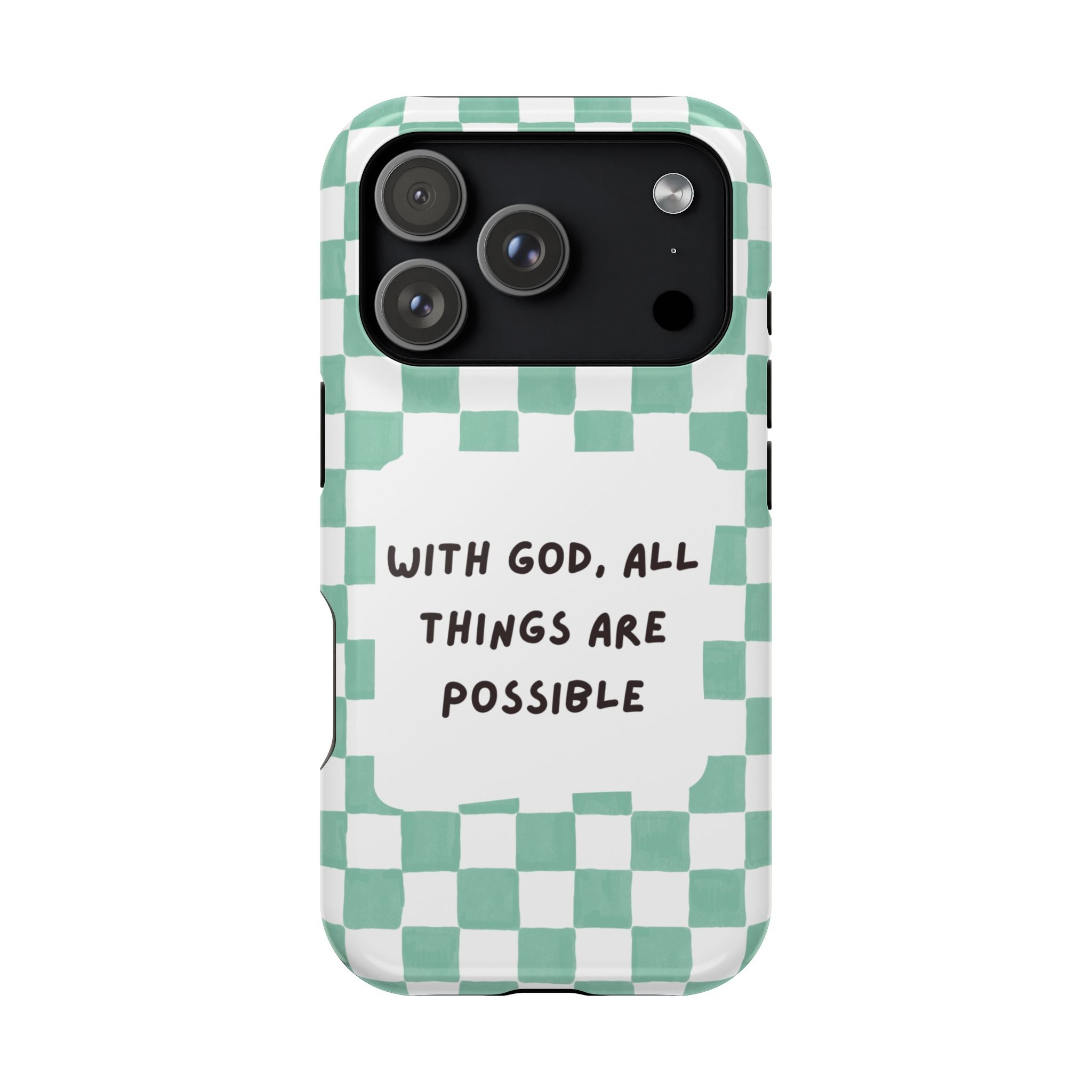 'With God' Checkered Phone Case