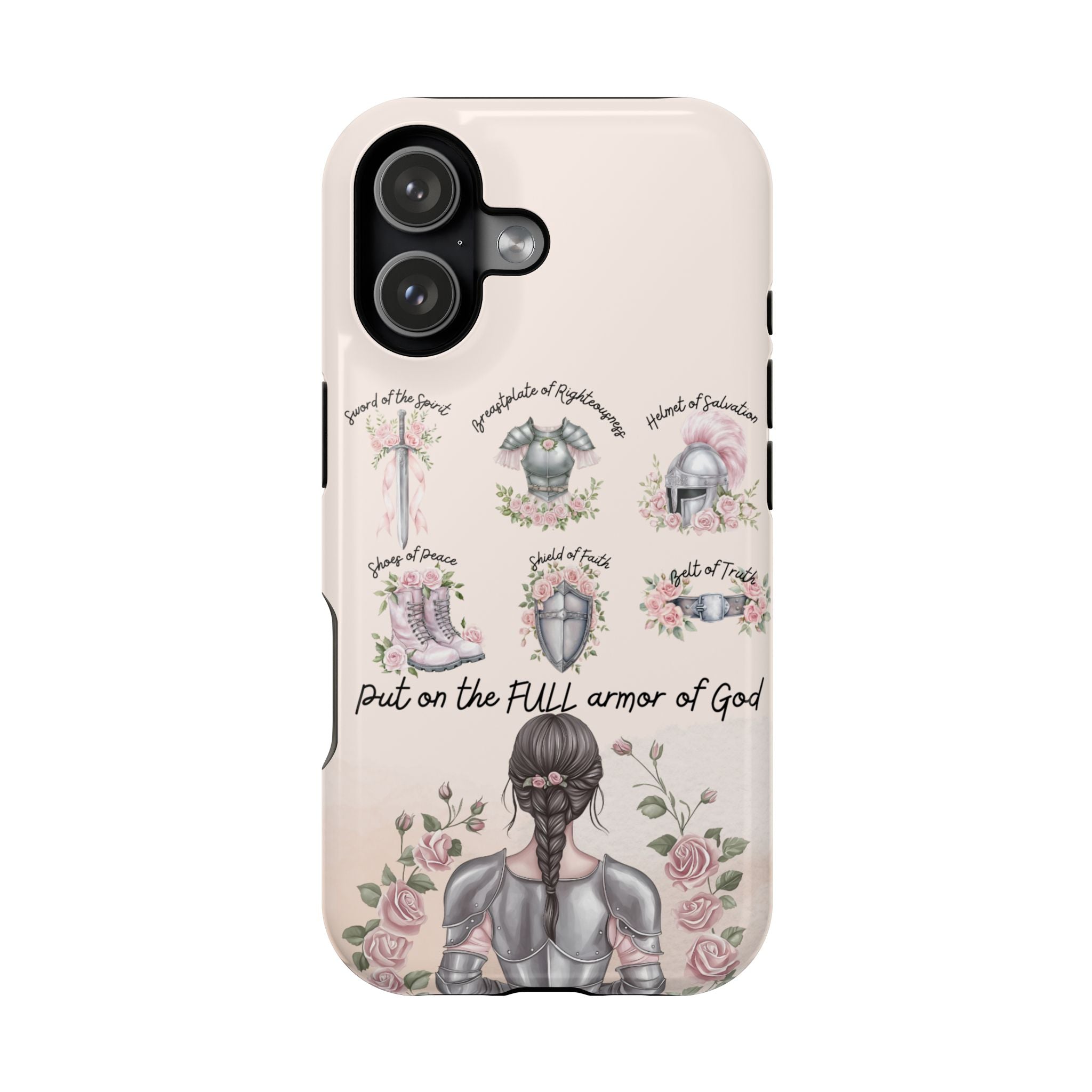 Armor of God Phone Case (dark hair, light skinned woman)