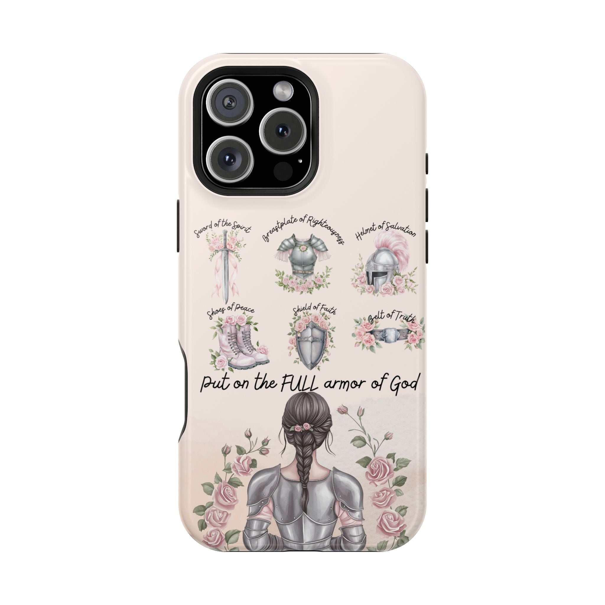 Armor of God Phone Case (dark hair, light skinned woman)