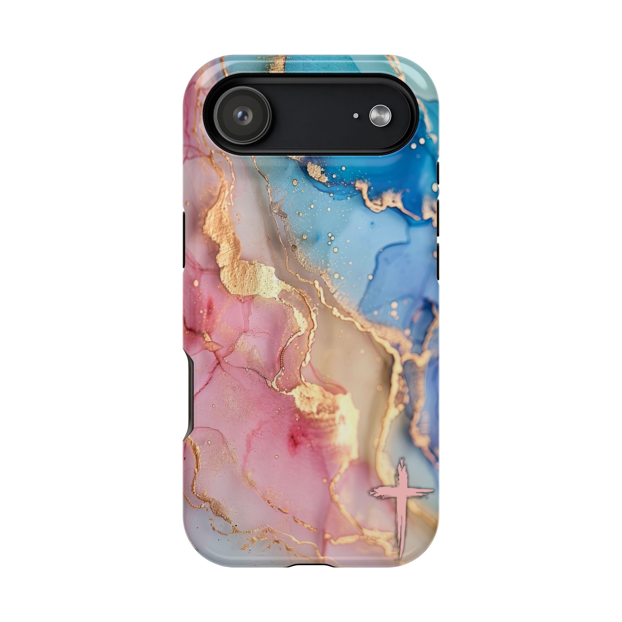 Pink & Blue Marbled MagSafe Phone case
