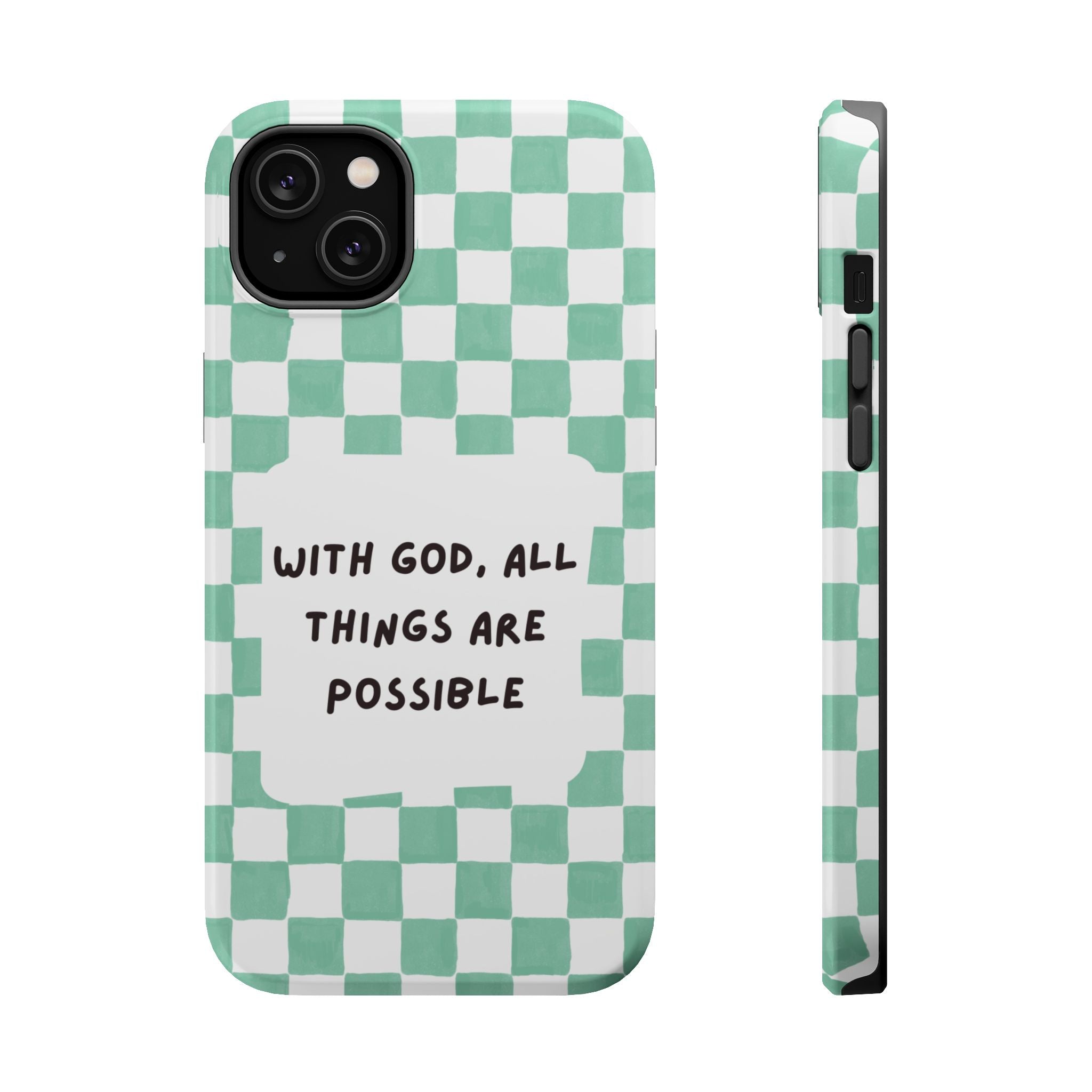 'With God' Checkered Phone Case