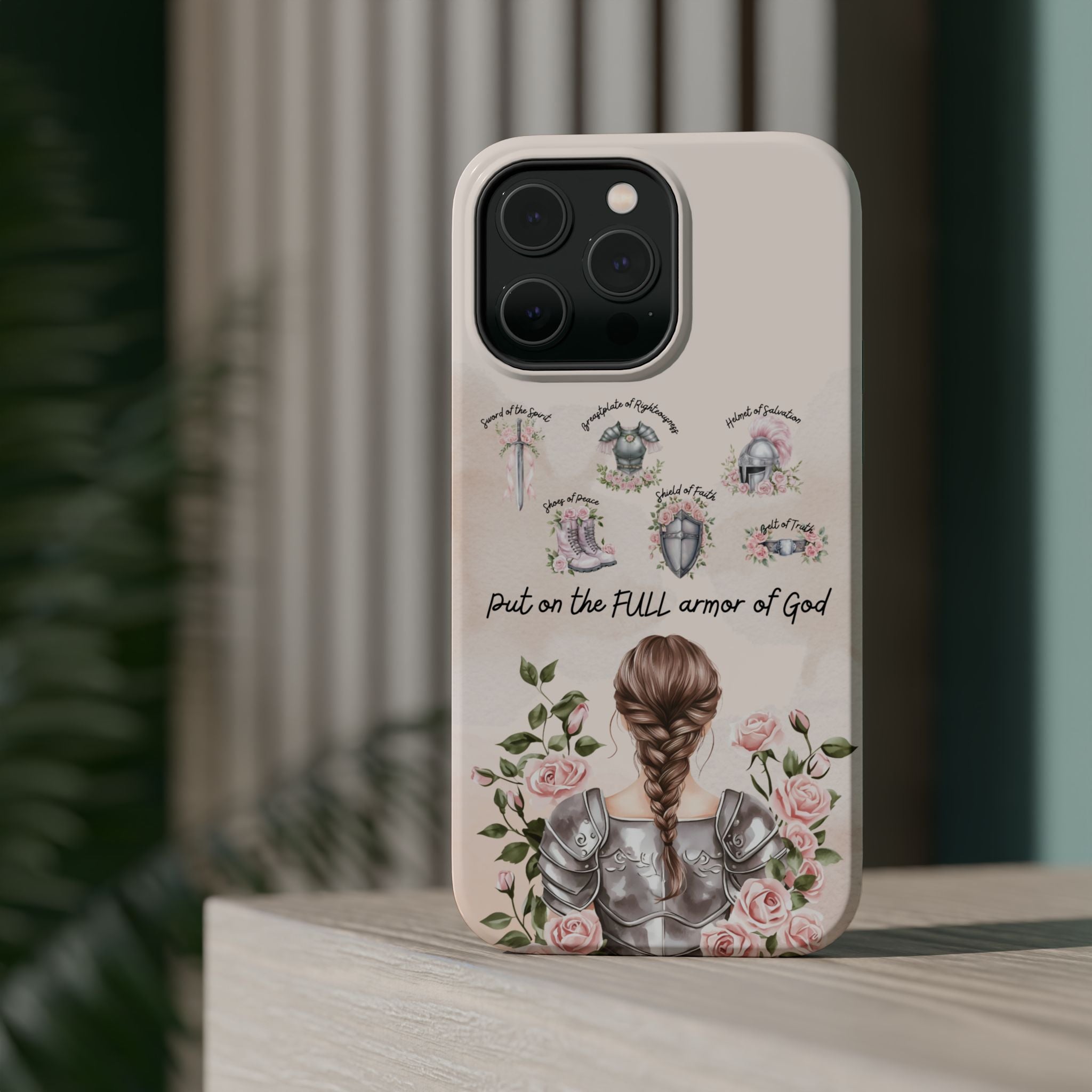 Armor of God (brown hair) phone case