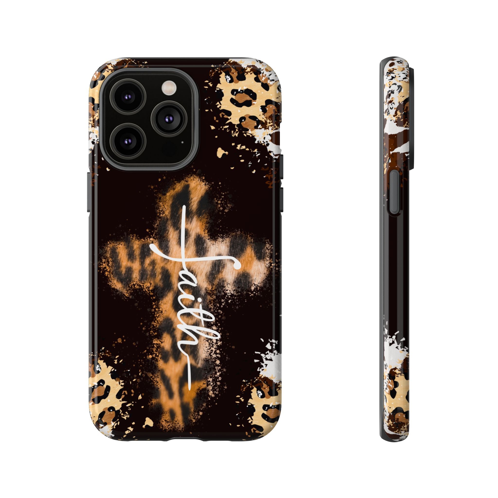 Faith Leopard Cross Non MagSafe Phone Case