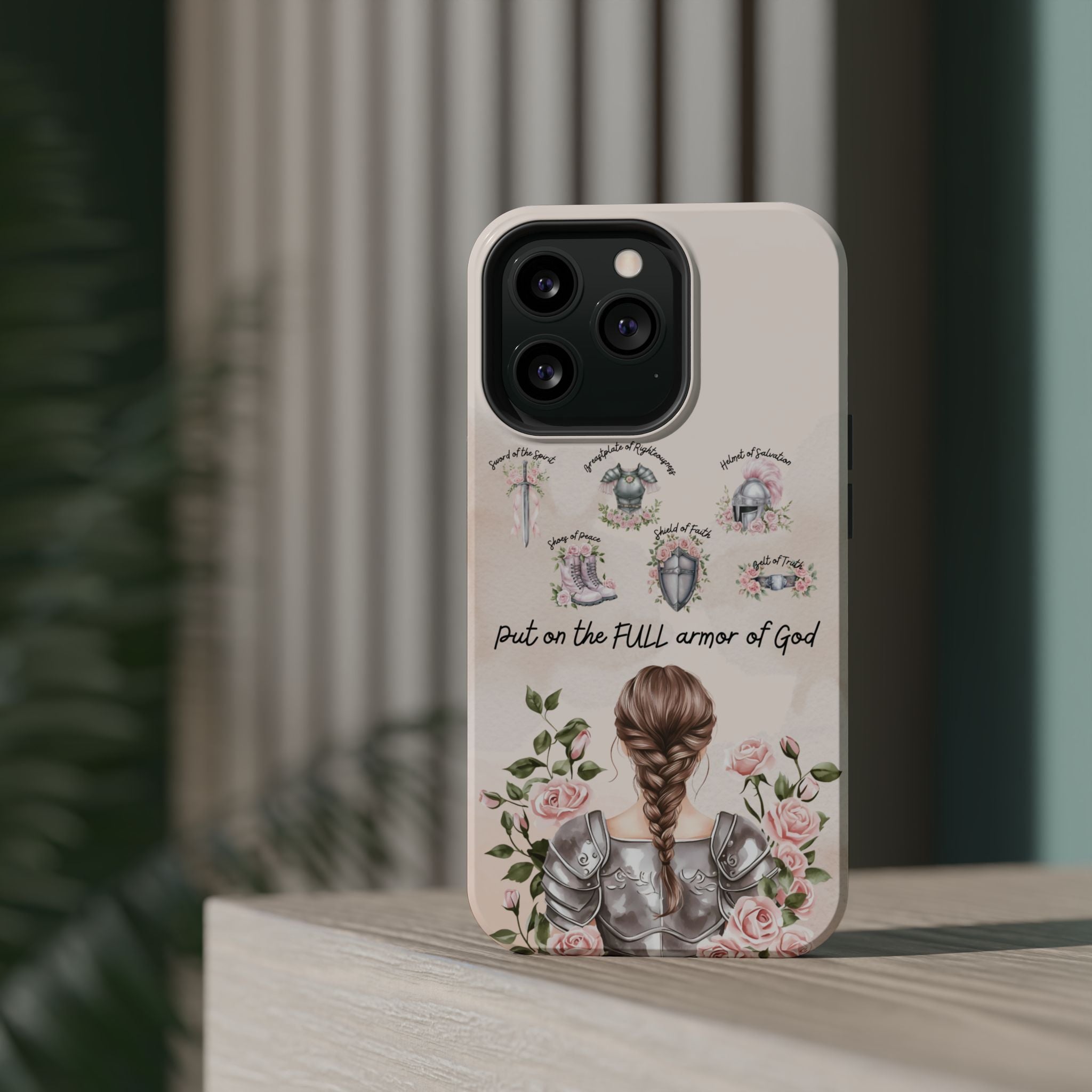 Armor of God (brown hair) phone case