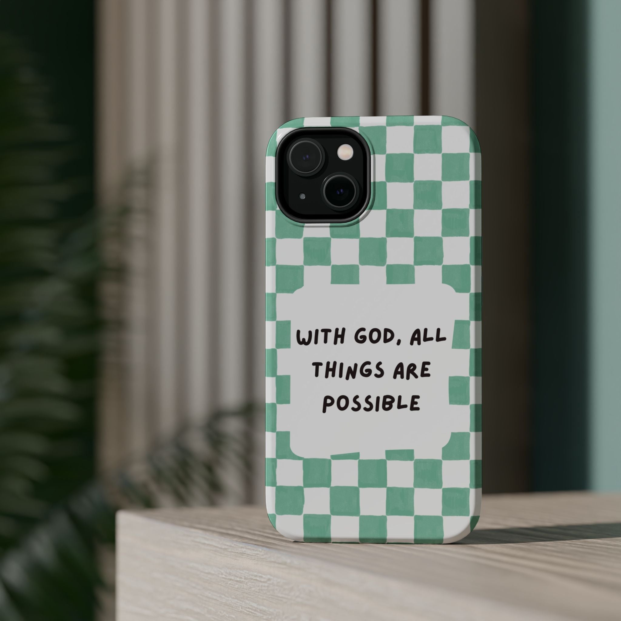 'With God' Checkered Phone Case