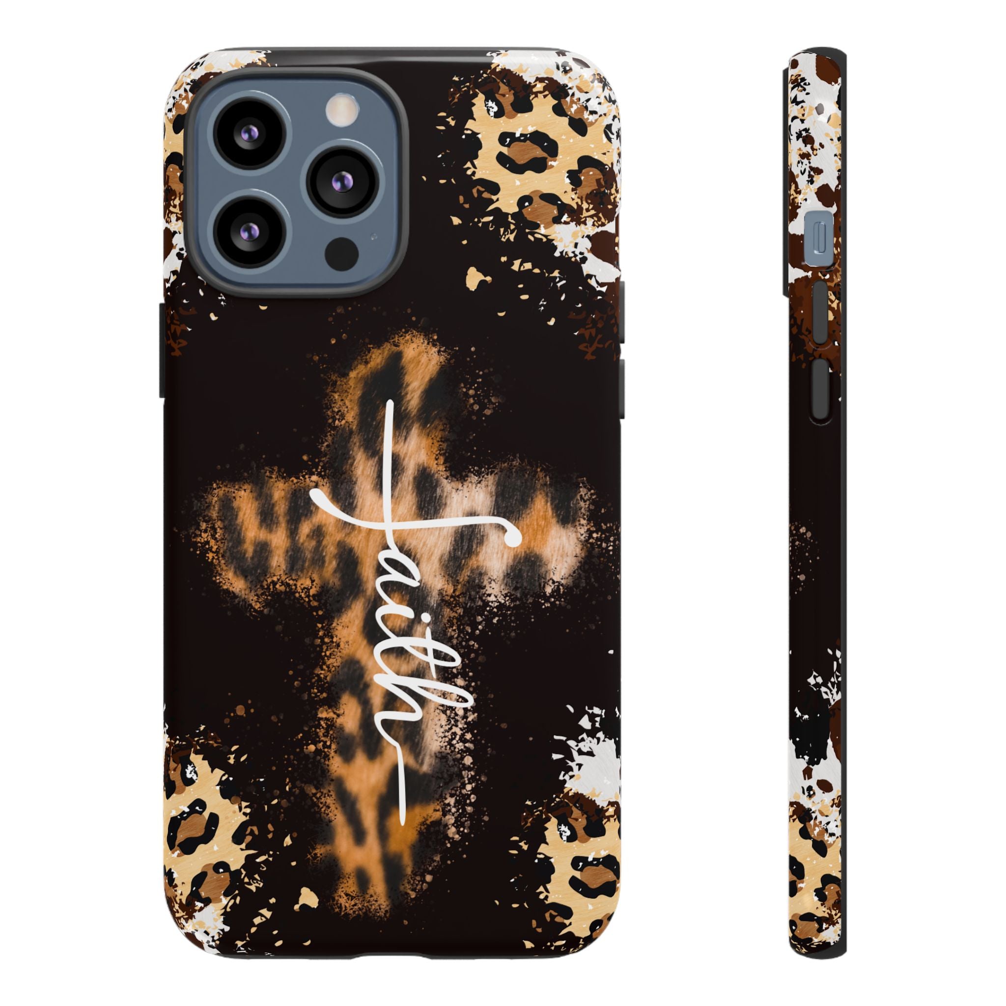 Faith Leopard Cross Non MagSafe Phone Case