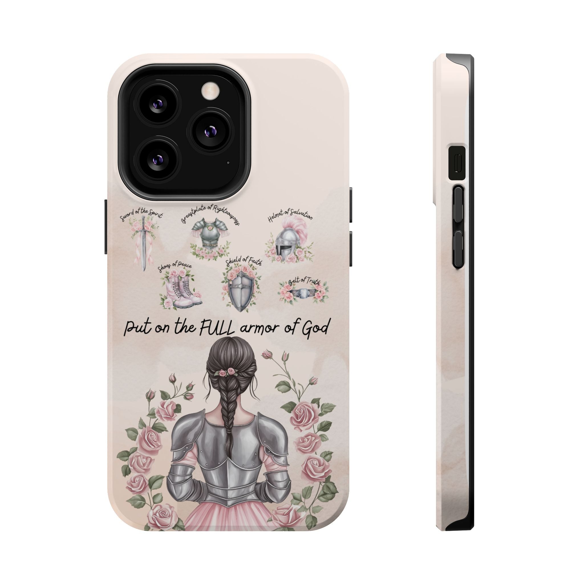 Armor of God Phone Case (dark hair, light skinned woman)