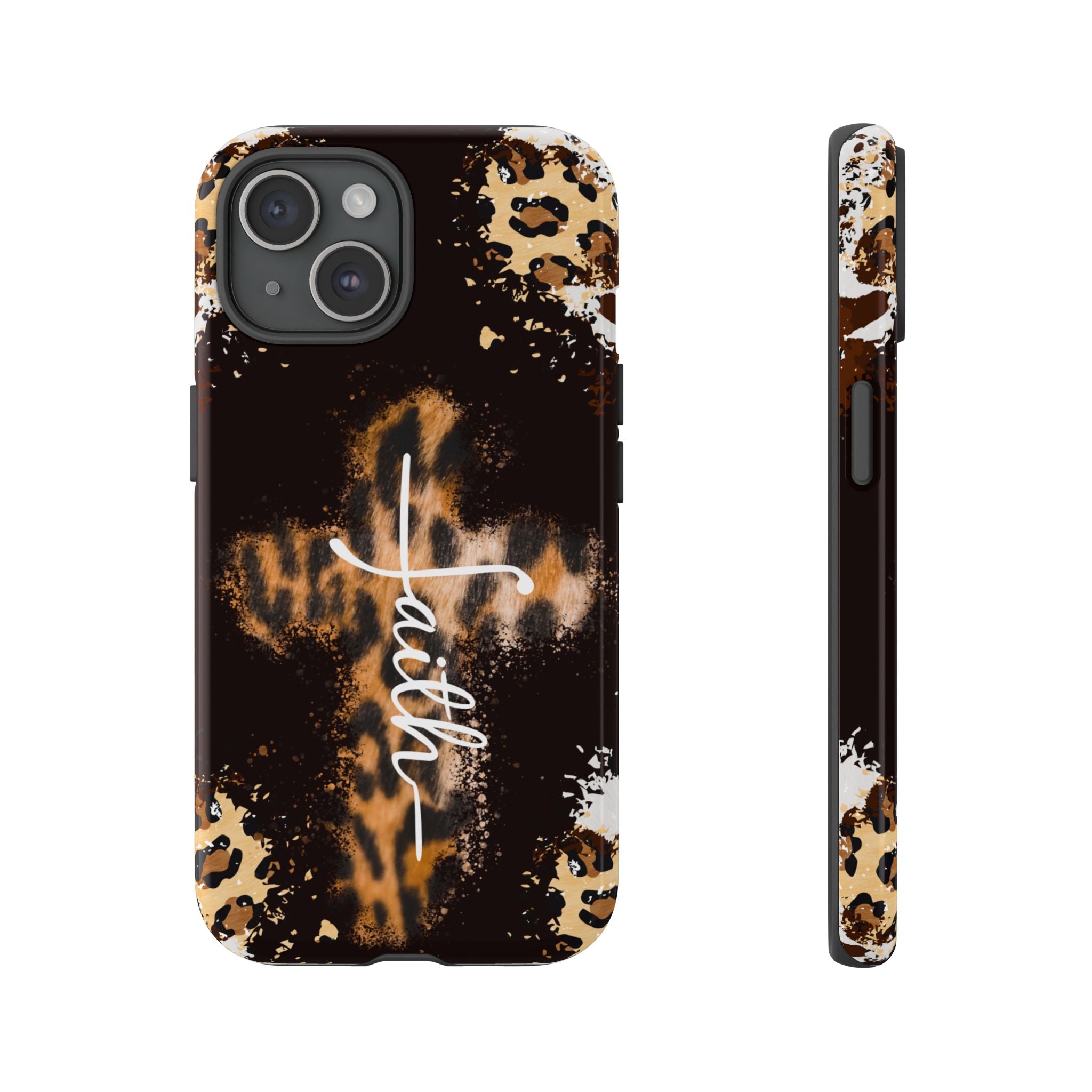 Faith Leopard Cross Non MagSafe Phone Case