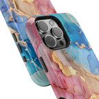 Pink & Blue Marbled MagSafe Phone case