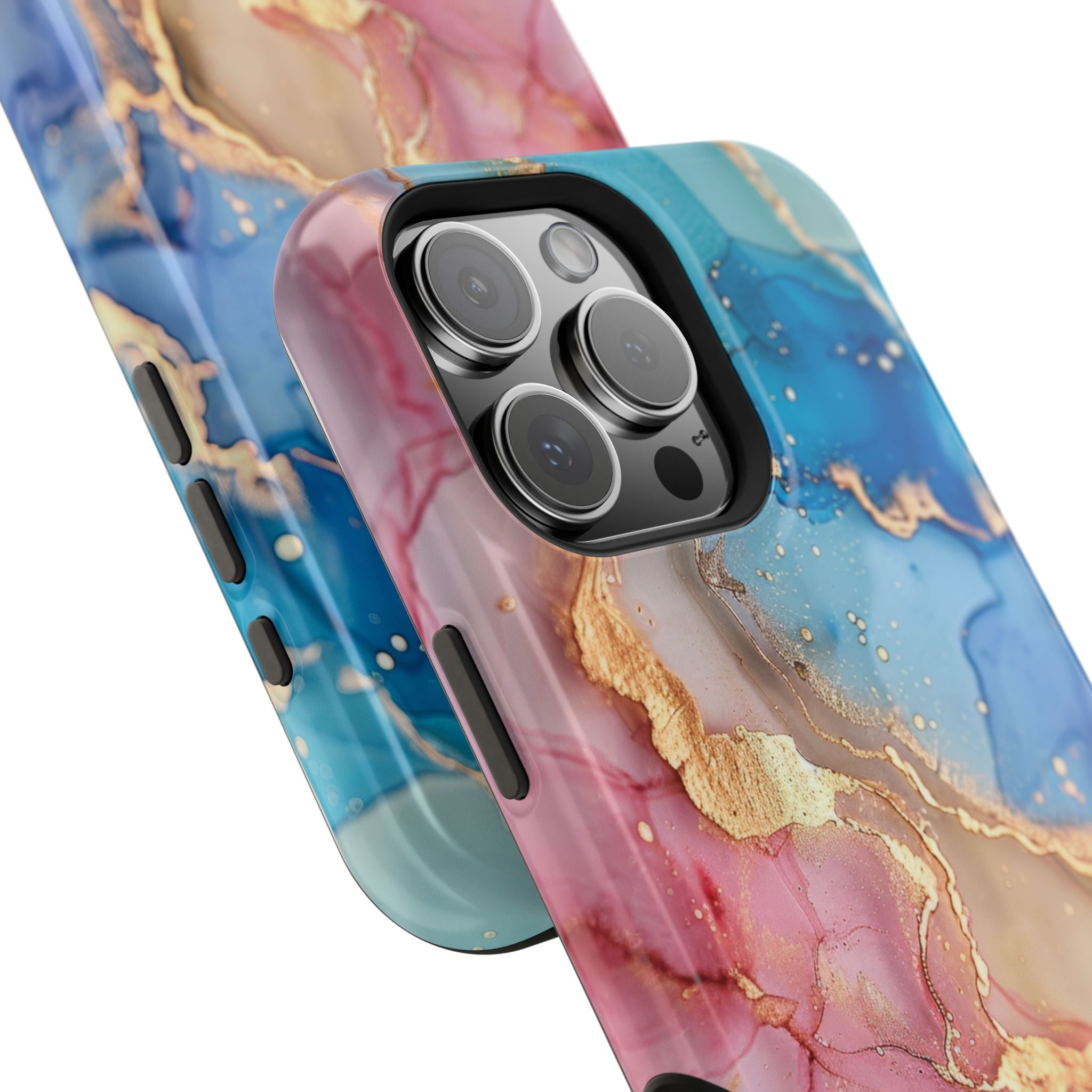 Pink & Blue Marbled MagSafe Phone case