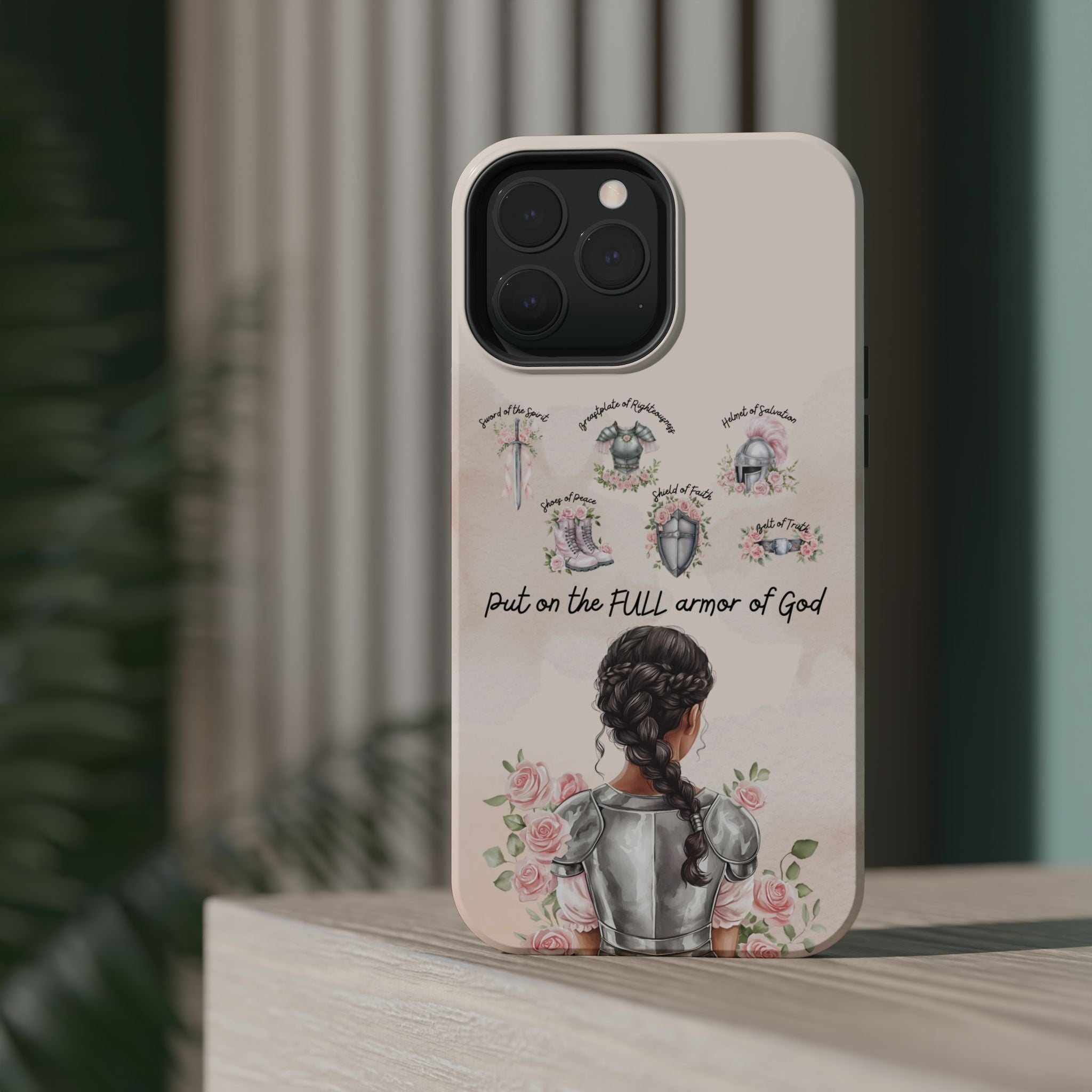 Armor of God (Dark haired woman) phone case