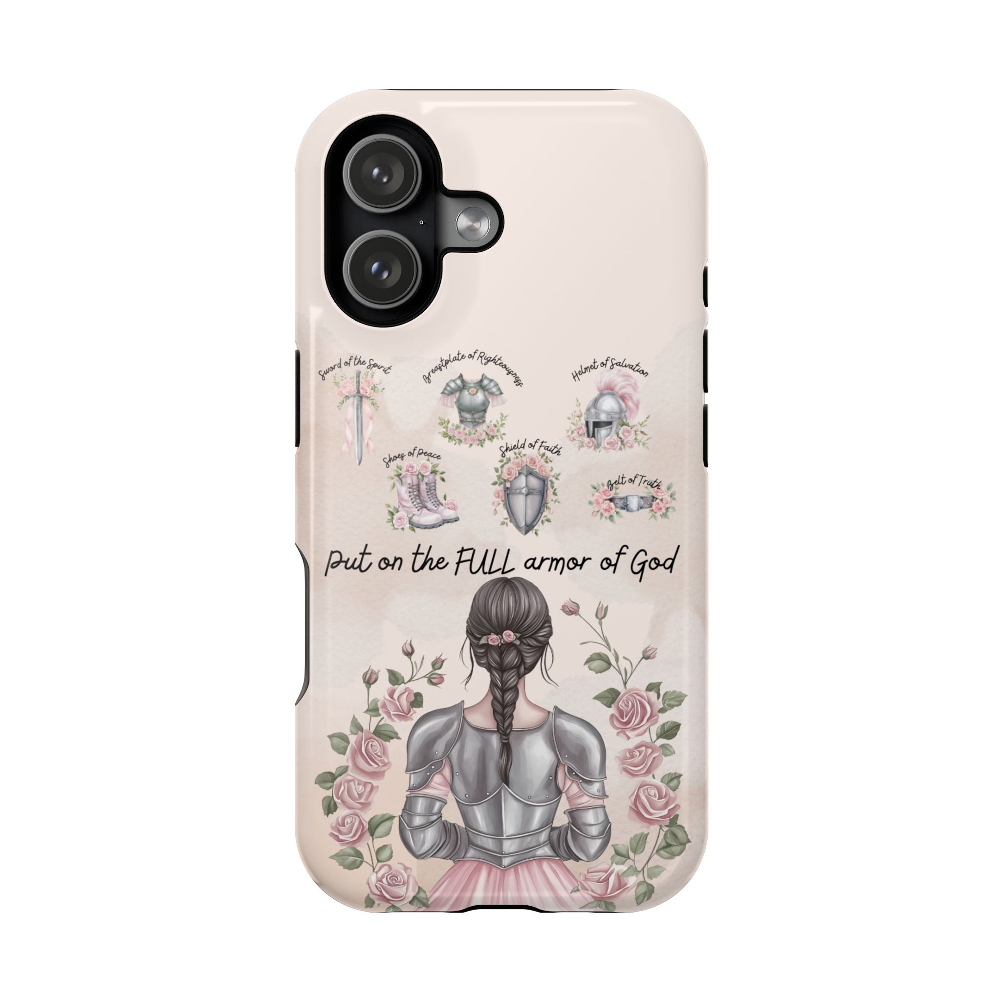 Armor of God Phone Case (dark hair, light skinned woman)